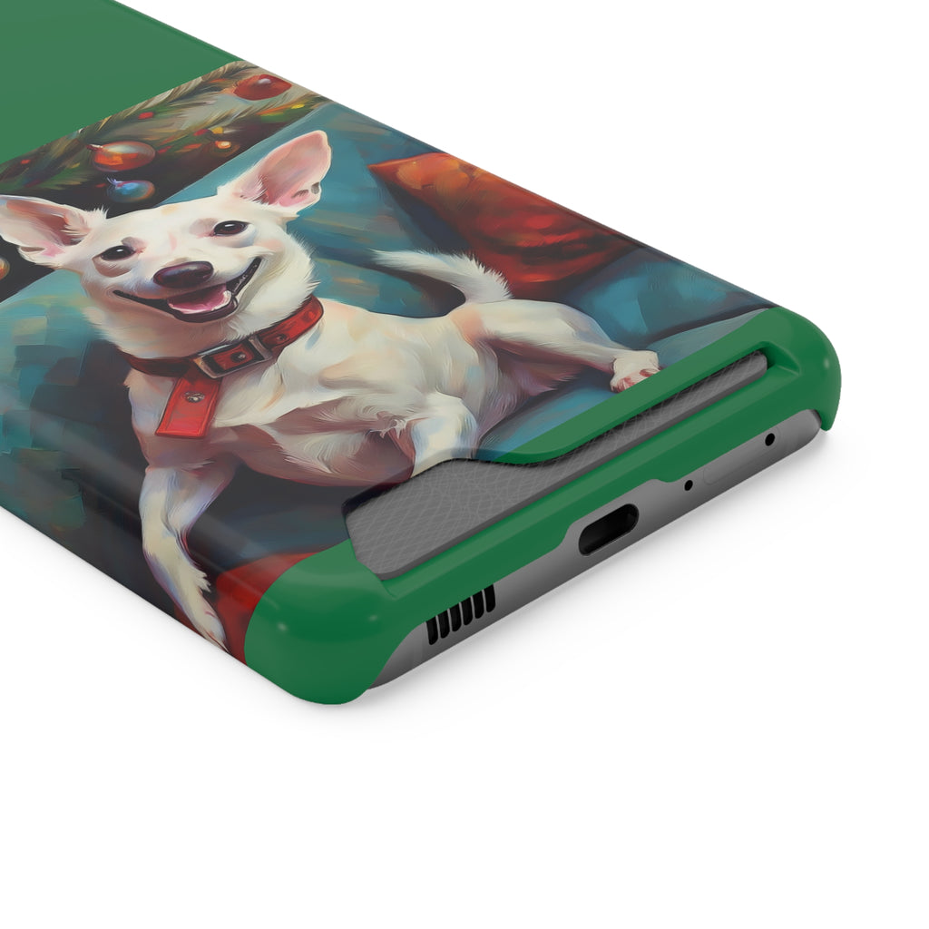 White Corgi Holiday II Phone Case with Card Holder