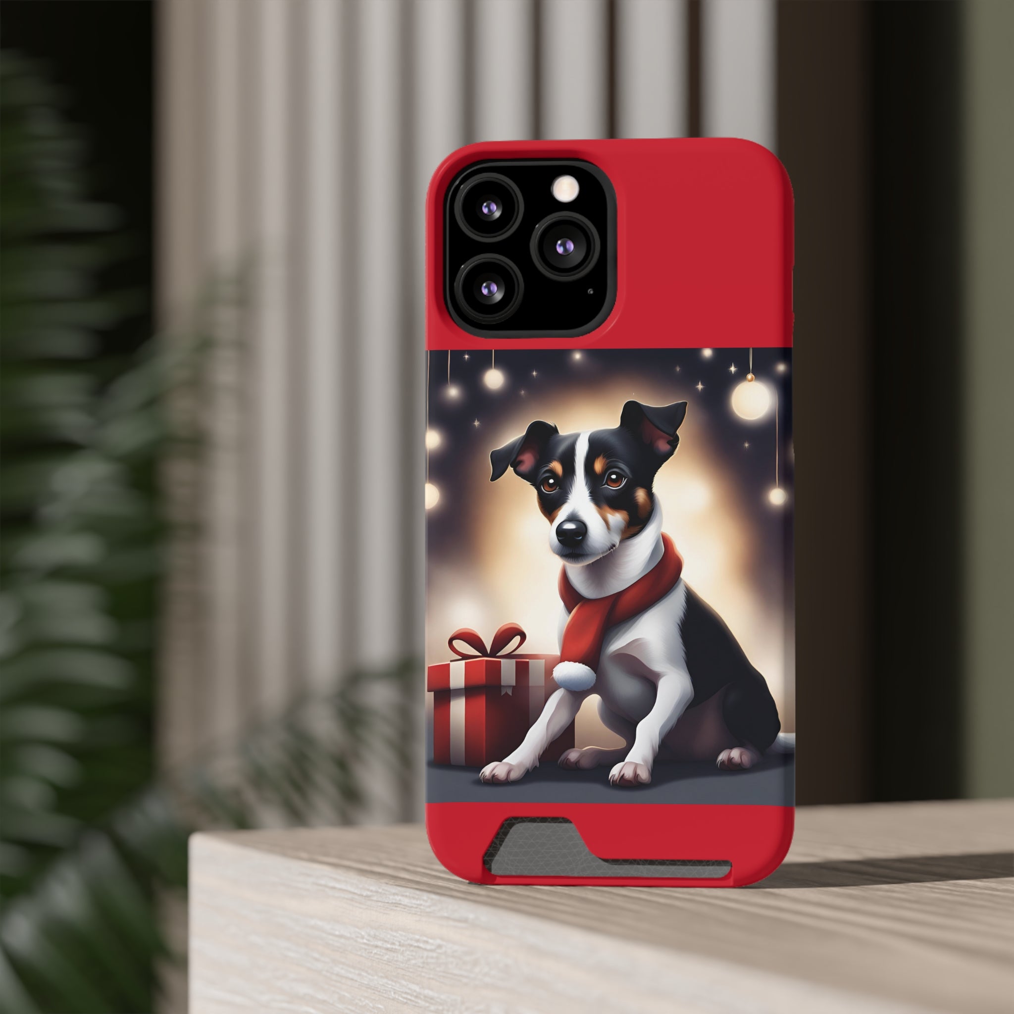 Jack Russel Holiday Phone Case with Card Holder