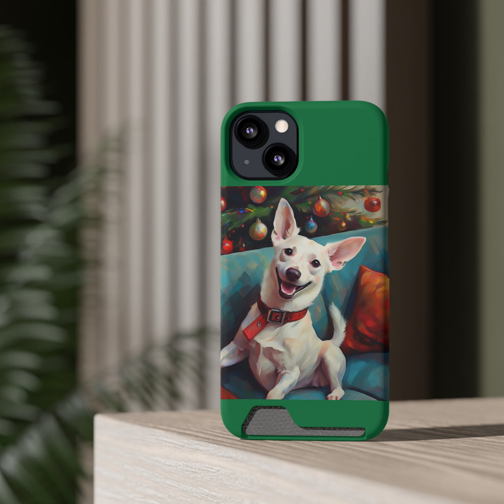 White Corgi Holiday II Phone Case with Card Holder