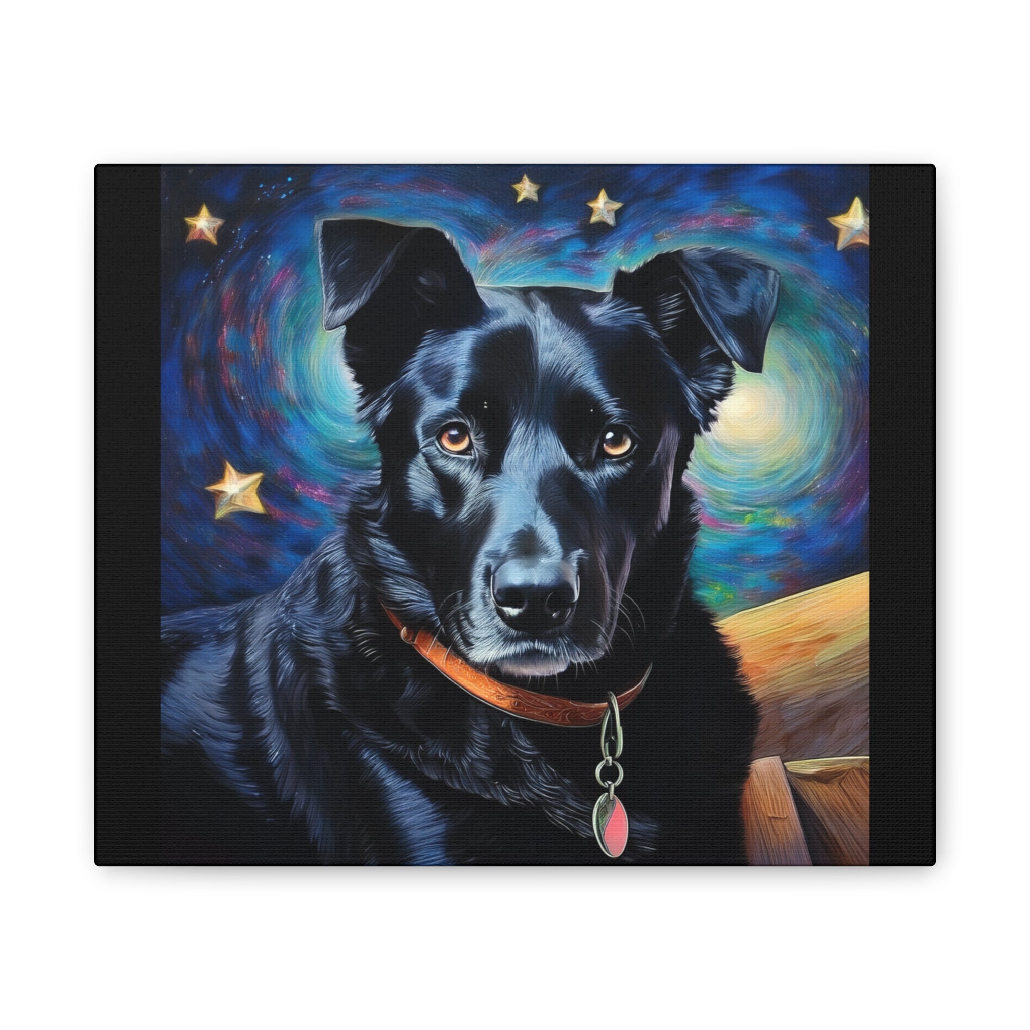 Black Shepherd Lab Stary Night Cavas Painting