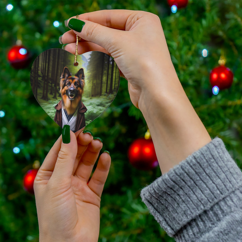 German Shepherd Forest Knight Ceramic Ornament