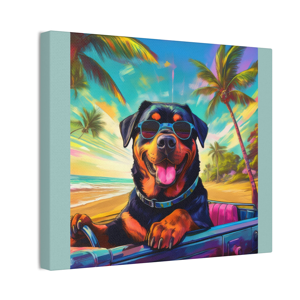 Rottweiler Beach Drive Canvas Painting