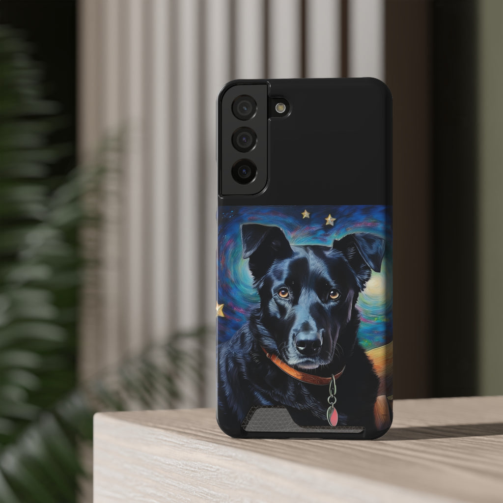 Black Shepherd Lab Stary Night Phone Case with Card Holder