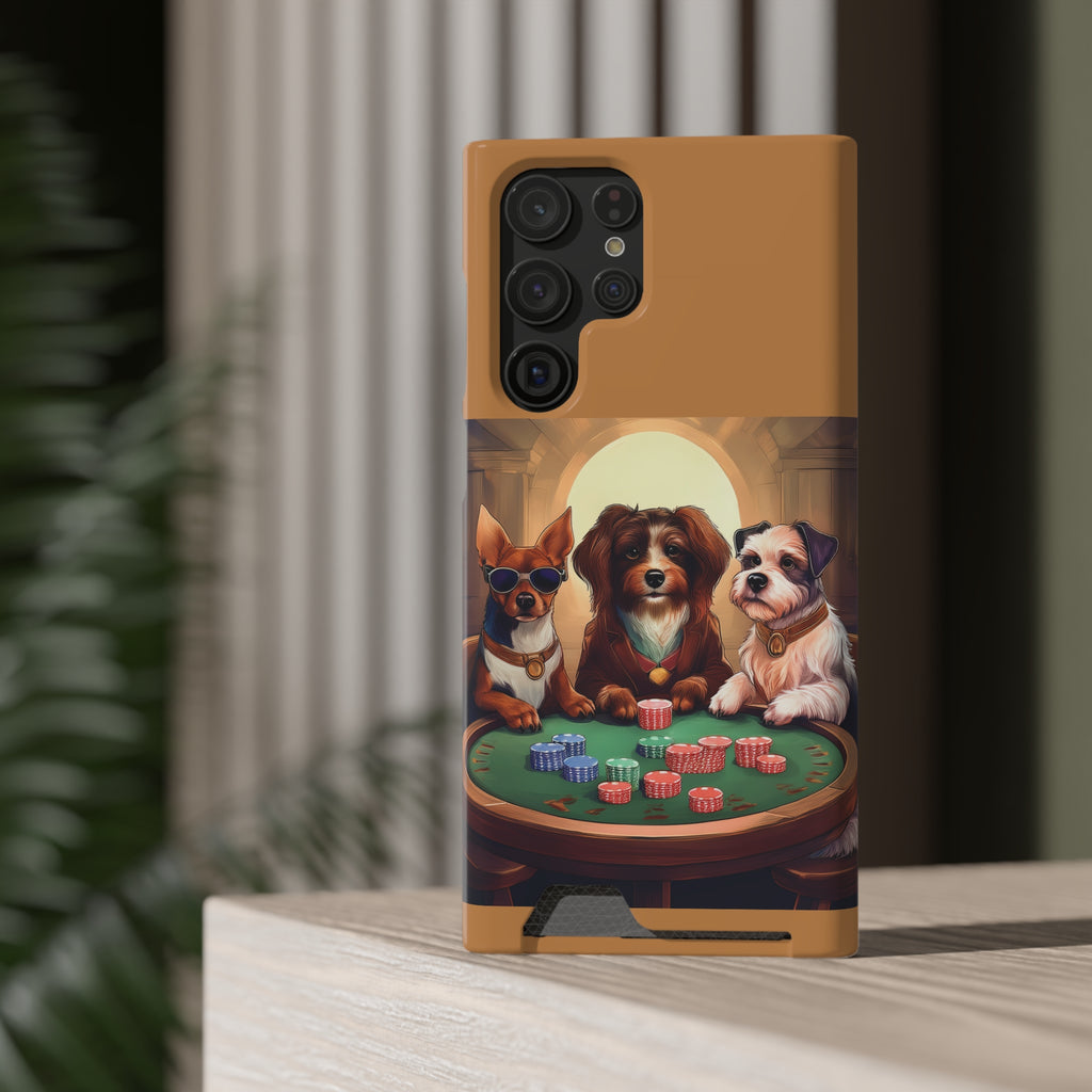 Puppy Poker Phone Case with Card Holder