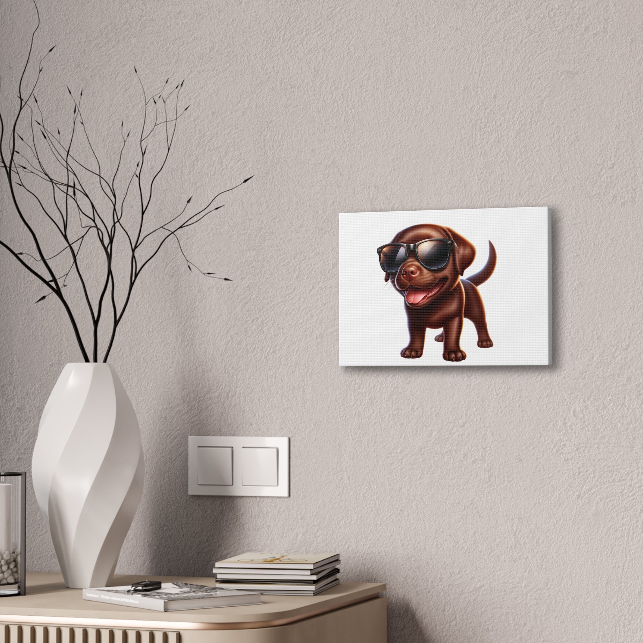Chocolate Lab in Sunglasses Canvas Stretched, 0.75"