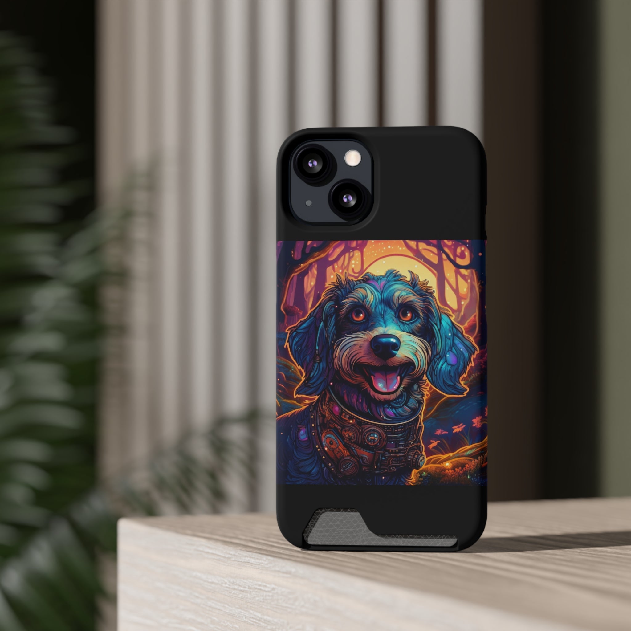 Dachshund Steampunk Phone Case with Card Holder