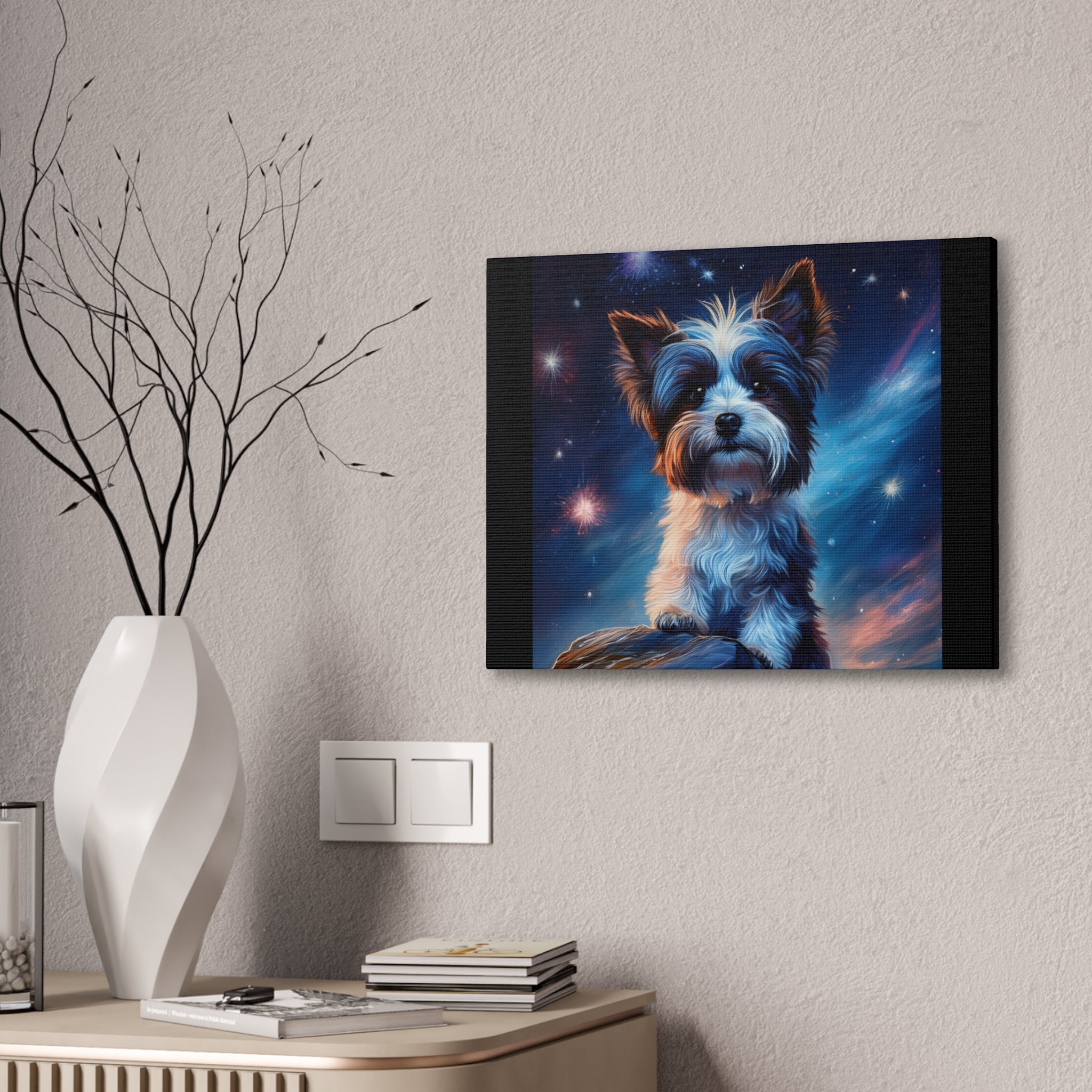 Biewer Terrier Stary Night Cavas Painting