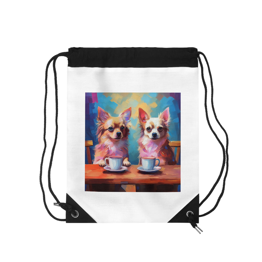 Cafe con Chihuahua Drawstring Bag
