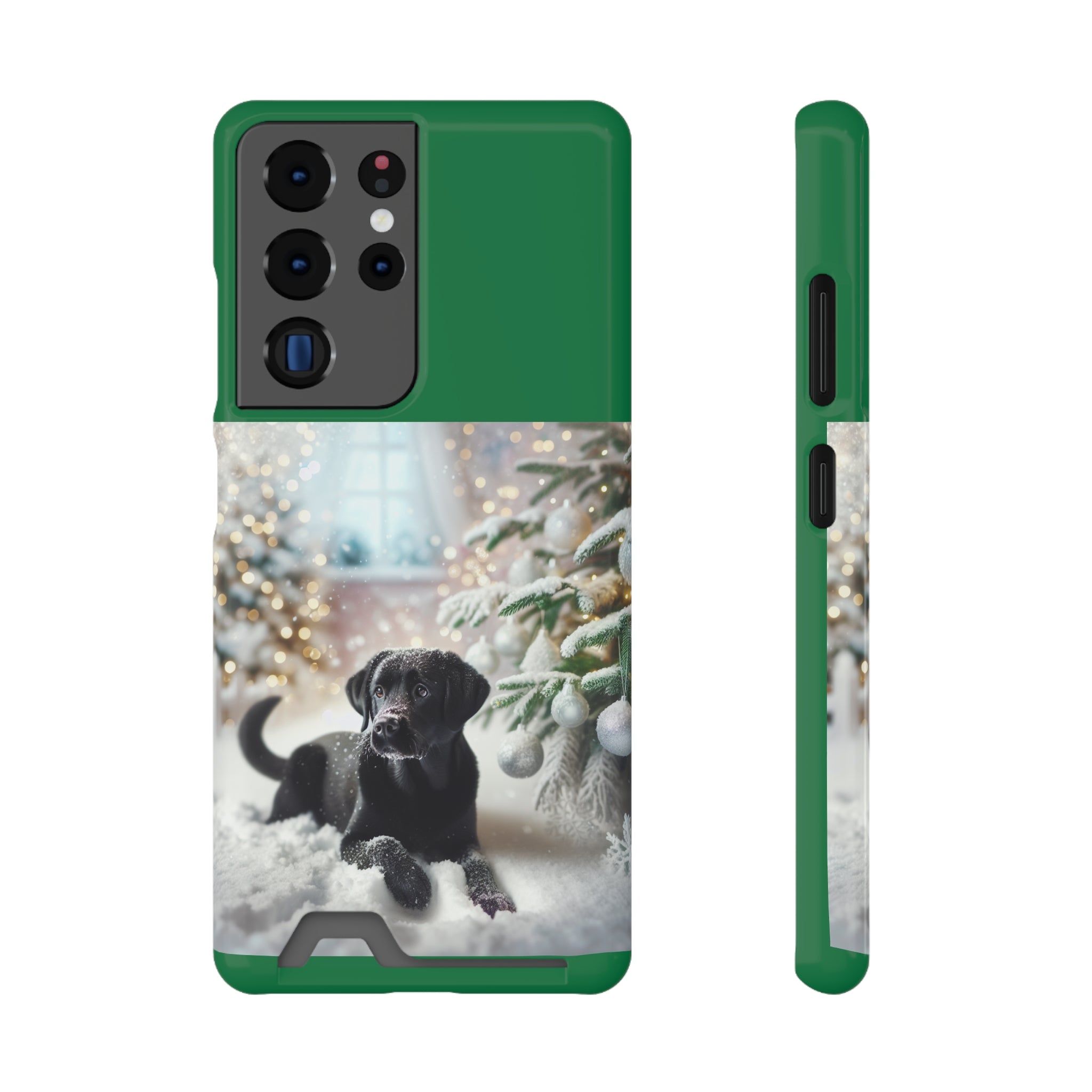 Black Lab Holiday Phone Case with Card Holder