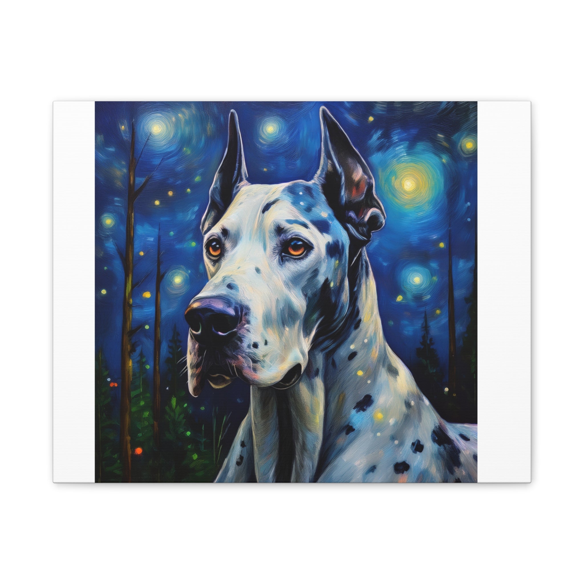 Great Dane Stary Night Canvas Stretched, 0.75"