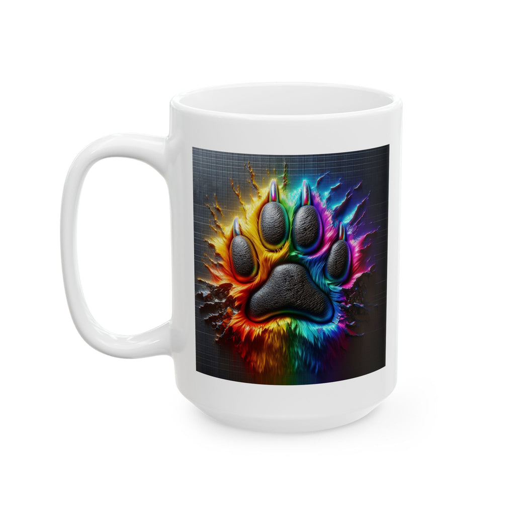 Electric Rainbow Dog Paw Ceramic Mug, (11oz, 15oz)