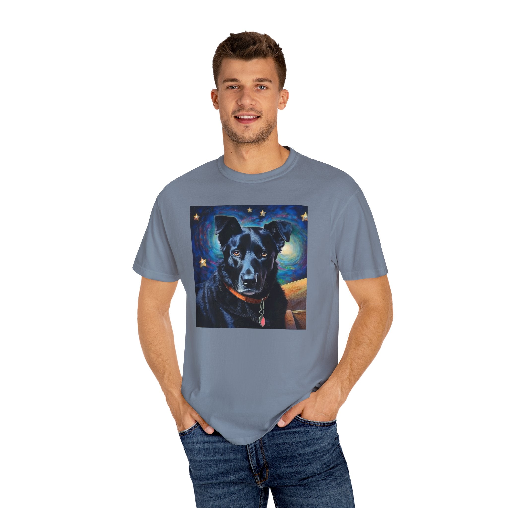 Black Shepherd Lab Stary Night Unisex Garment-Dyed T-shirt