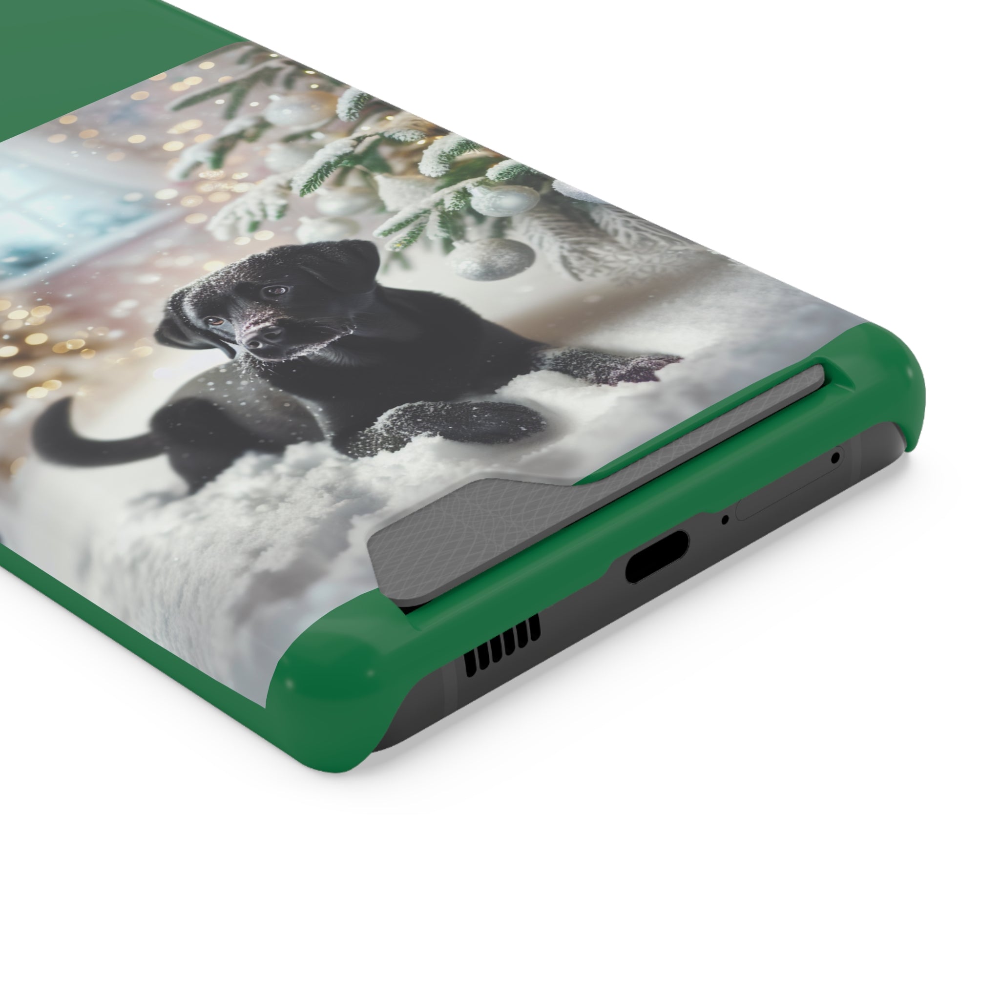 Black Lab Holiday Phone Case with Card Holder