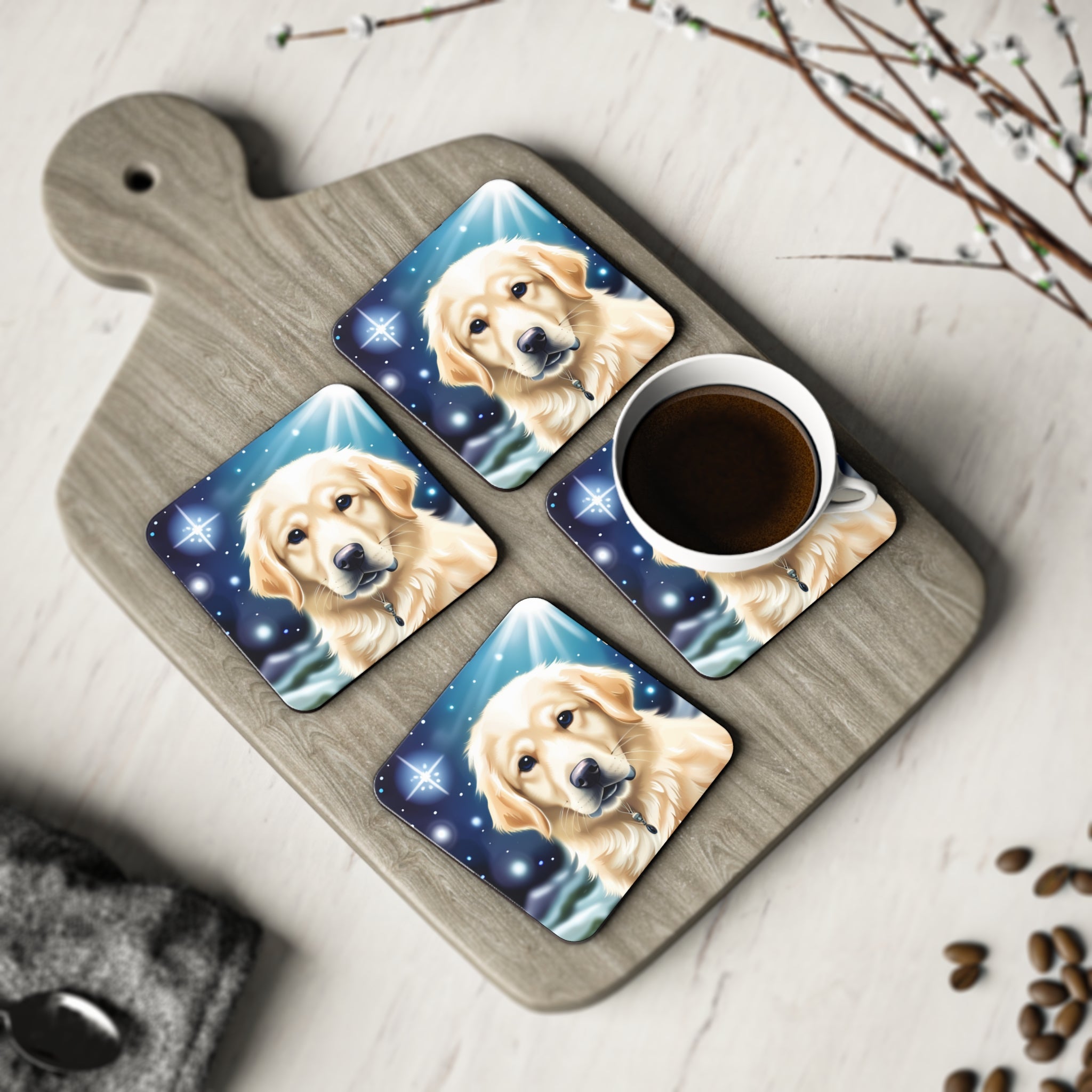 Golden Retriever Stary Night Coasters