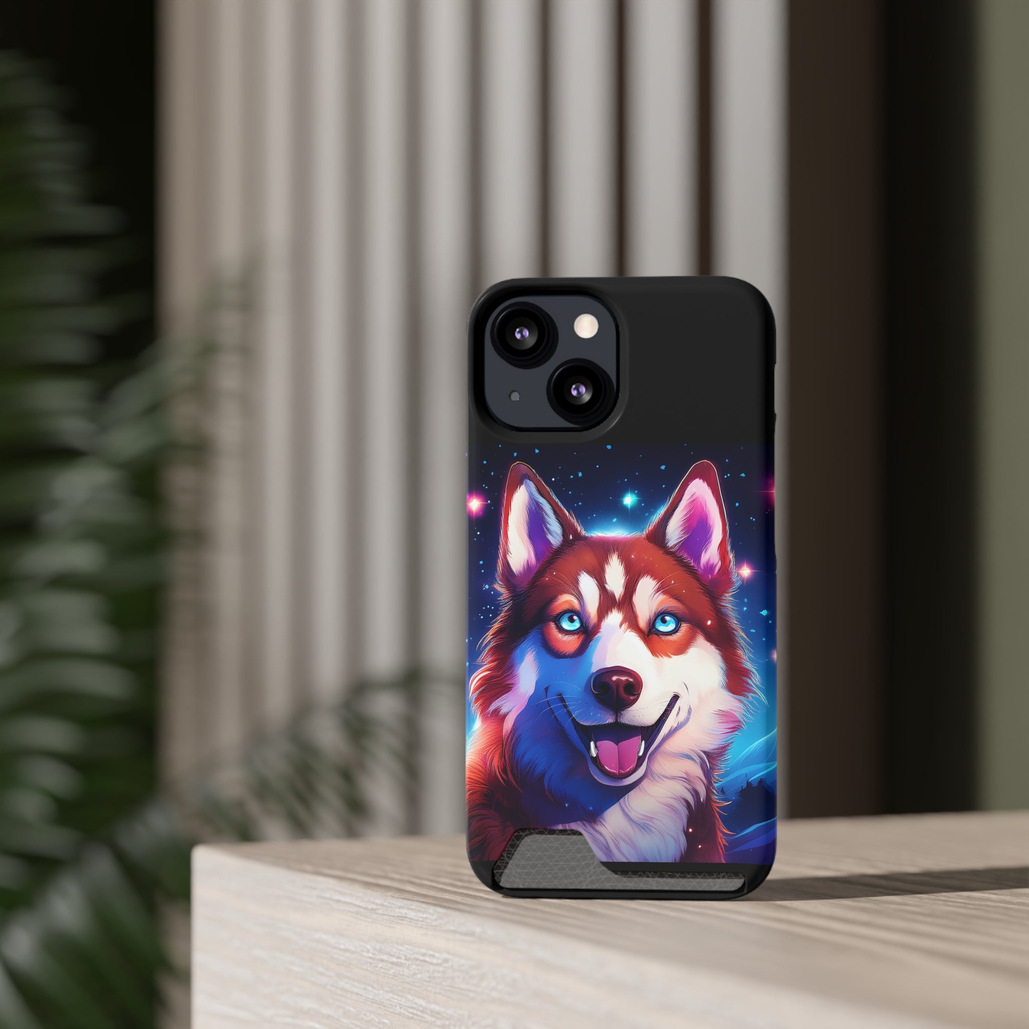 Eskimo Husky Stary Night Phone Case with Card Holder