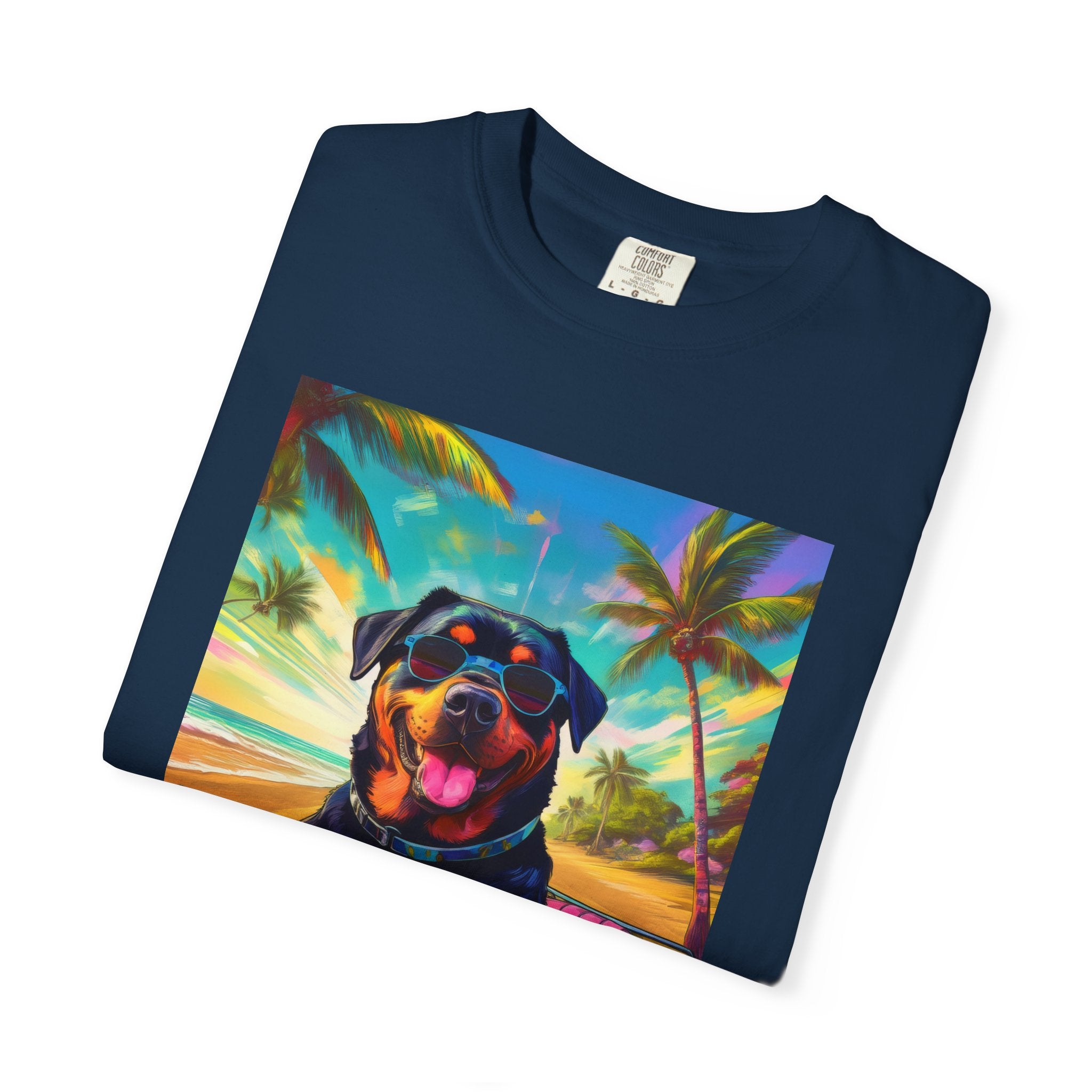 Rottweiler Beach Drive Unisex Garment-Dyed T-shirt