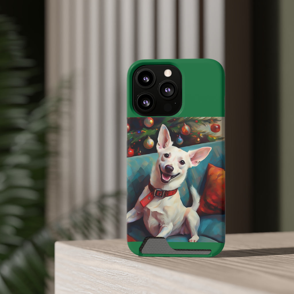 White Corgi Holiday II Phone Case with Card Holder