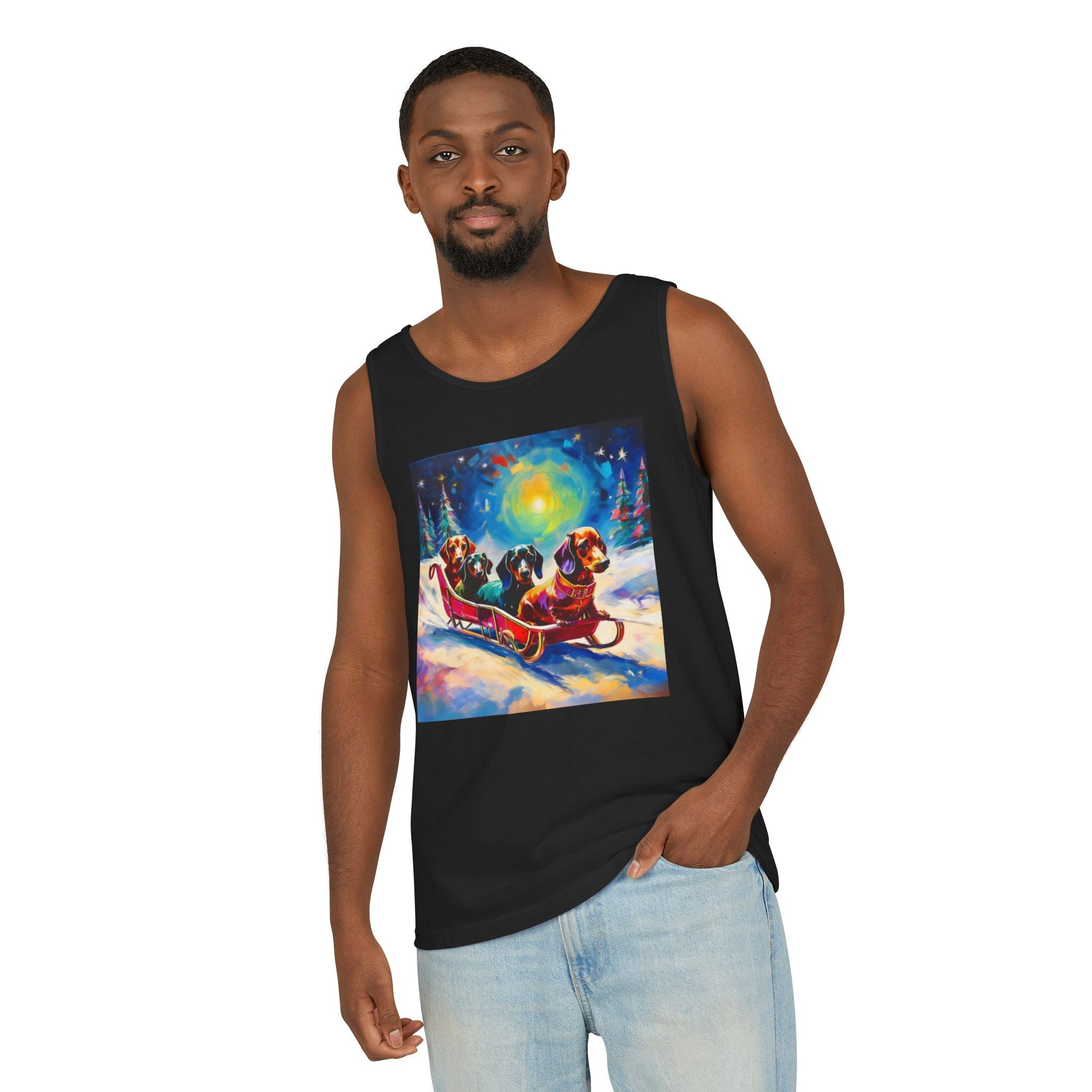 Dachshund Night Sleighride Unisex Tank Top