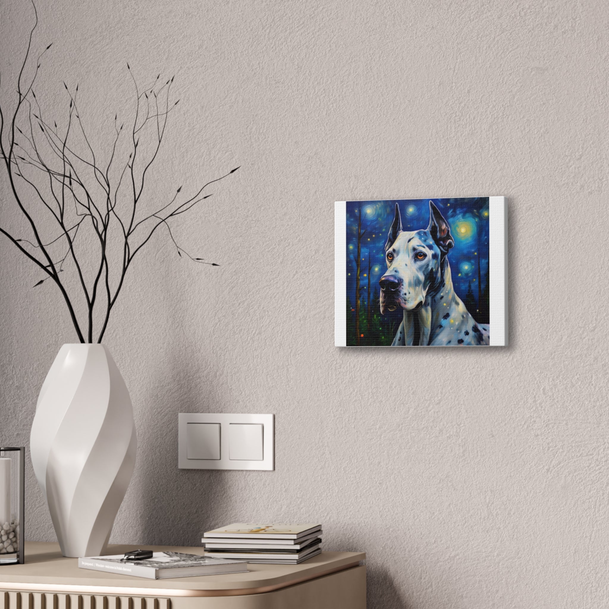 Great Dane Stary Night Canvas Stretched, 0.75"