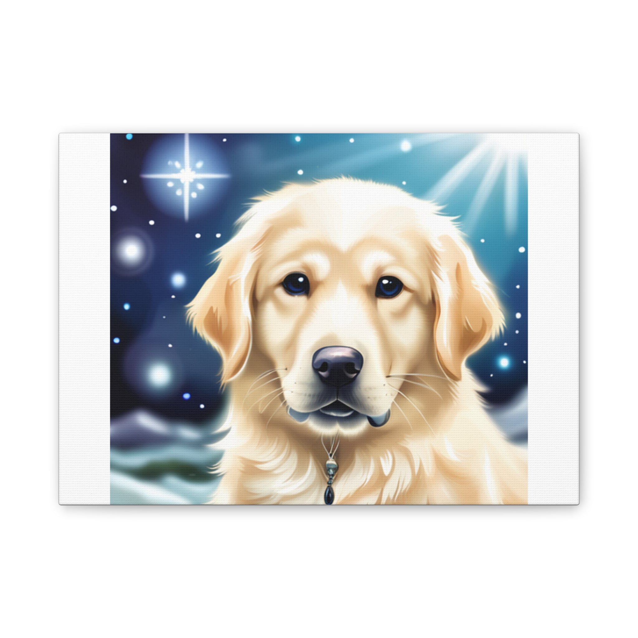Golden Retriever Stary Night Canvas Stretched, 0.75"