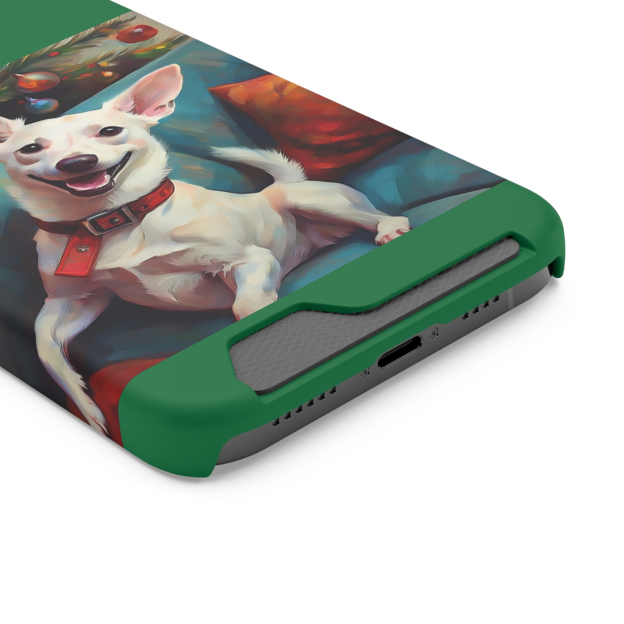 White Corgi Holiday II Phone Case with Card Holder