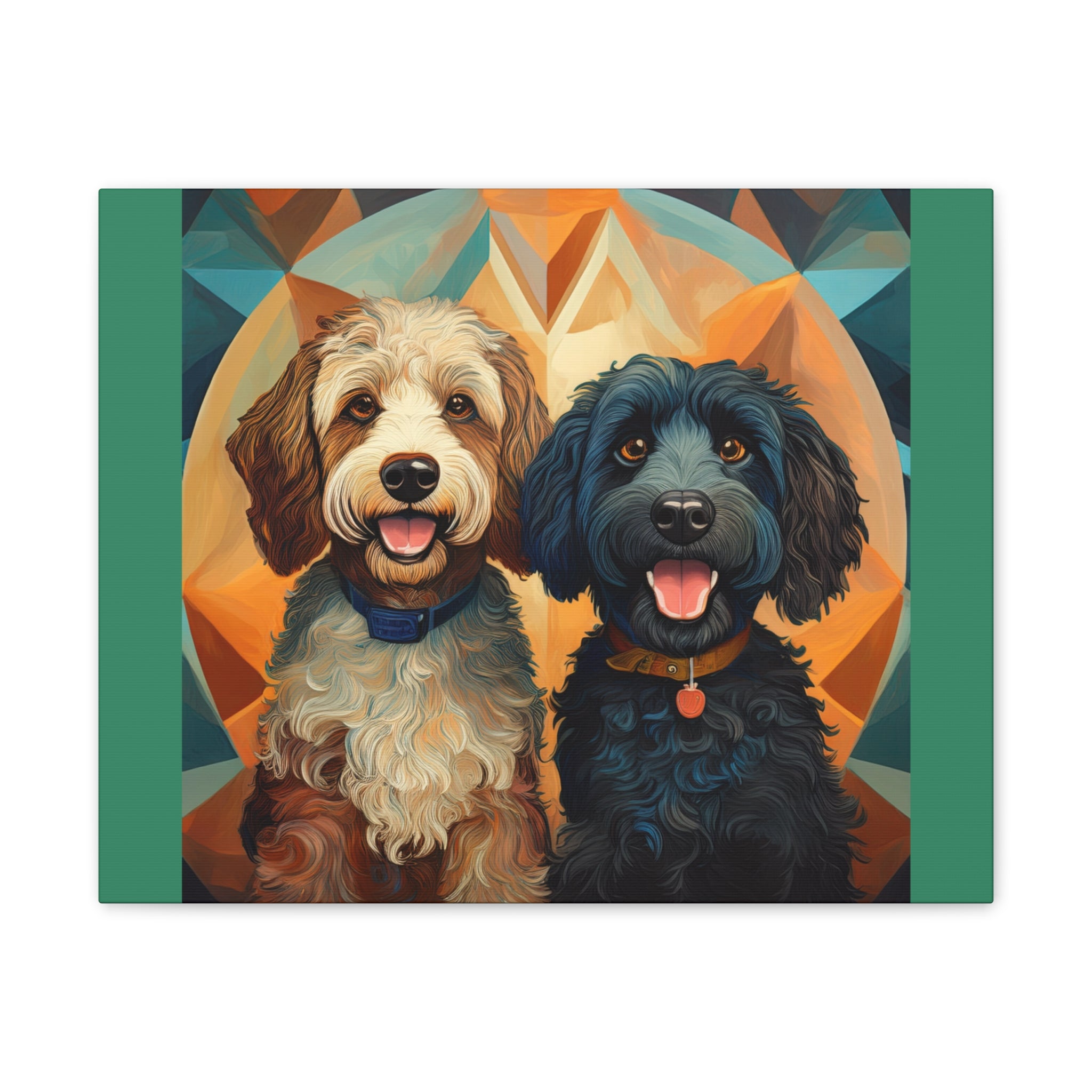 Doodles, Black & Tan Canvas Painting