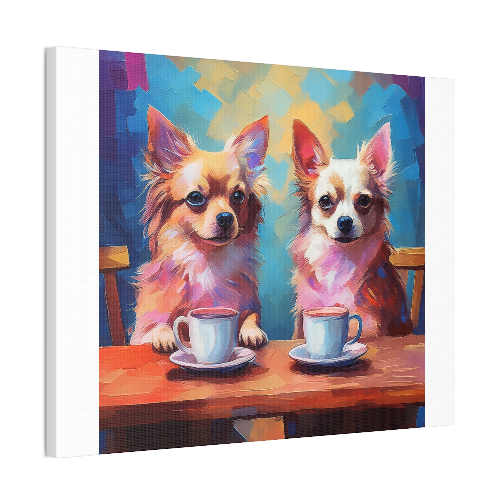 Cafe con Chihuahua Canvas Stretched, 0.75"