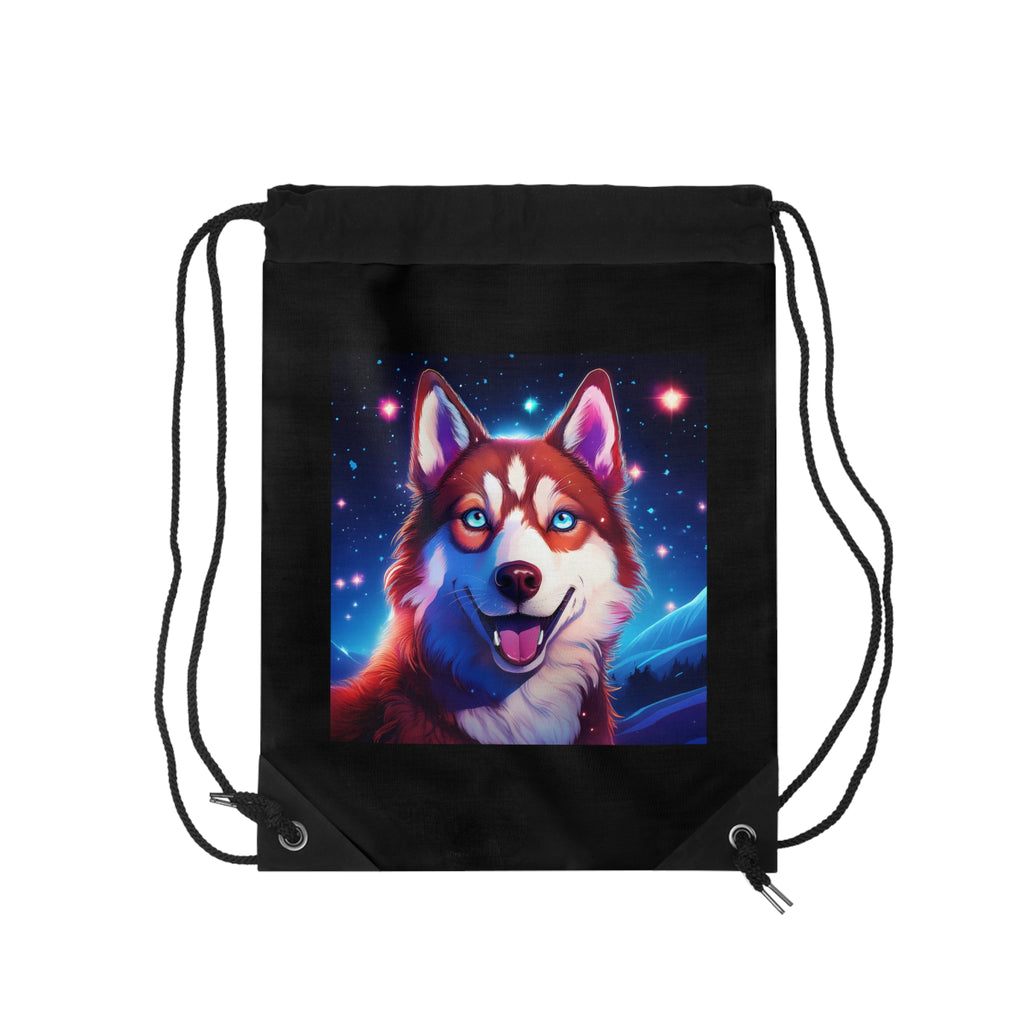 Eskimo Husky Stary Night Drawstring Bag