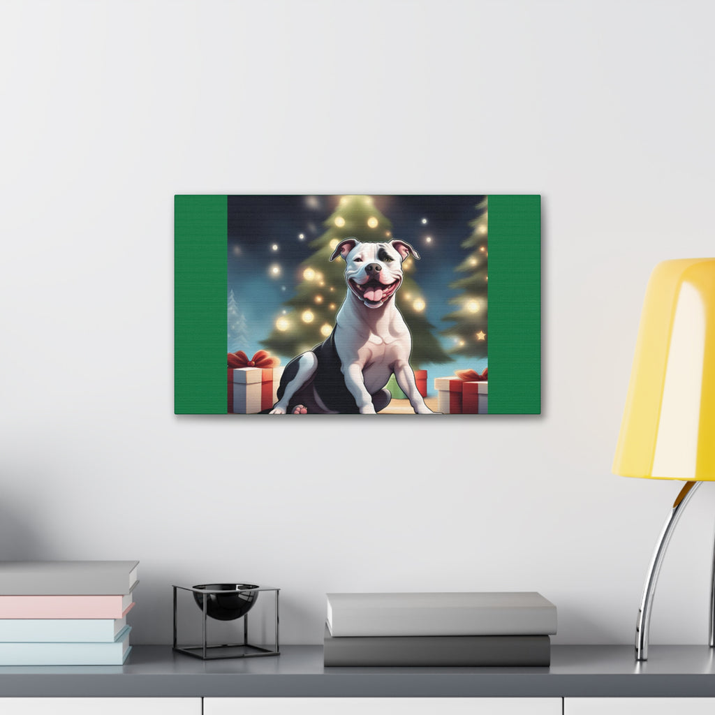 Pit Bull Holiday Canvas Stretched, 0.75"