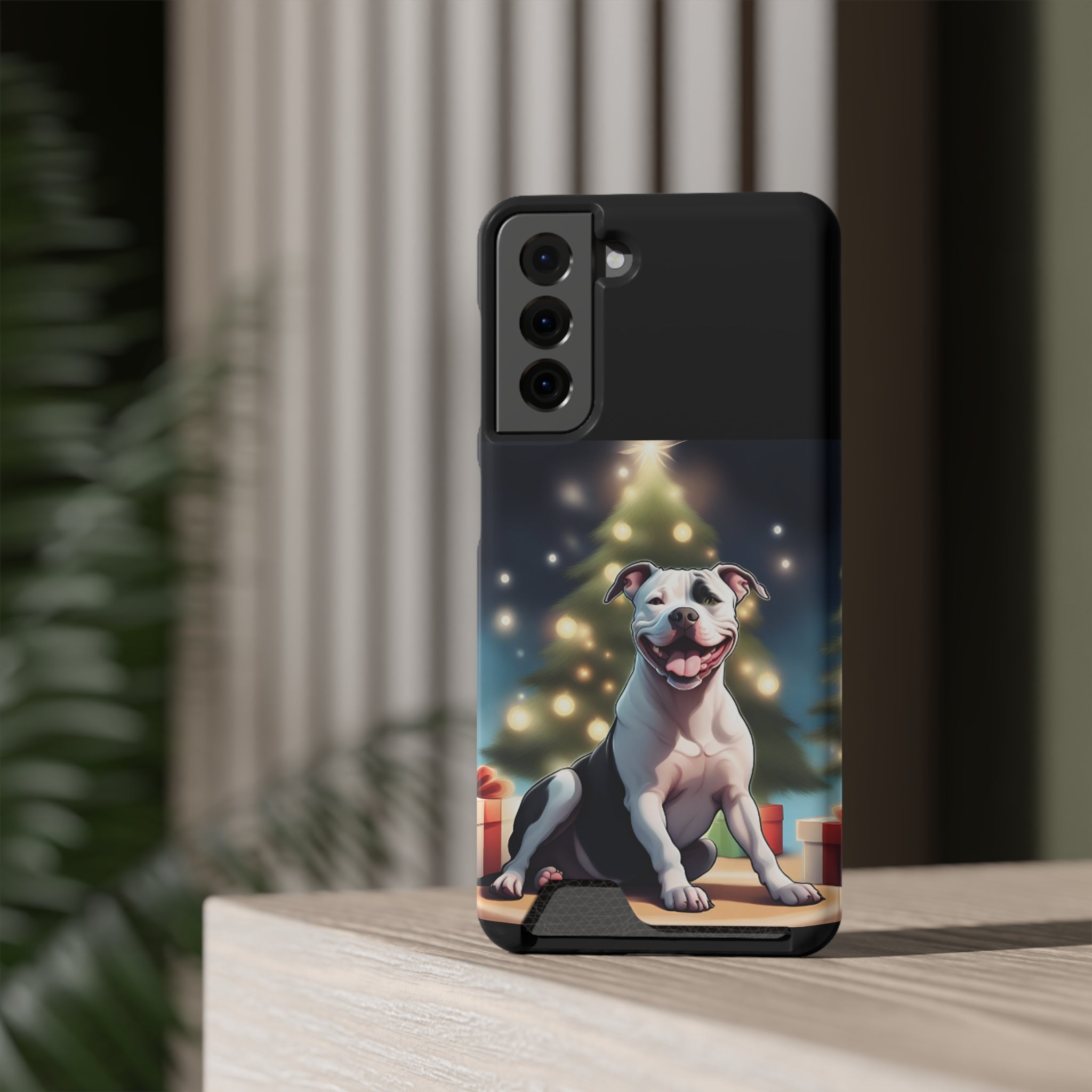 Pitbull Holiday Phone Case with Card Holder