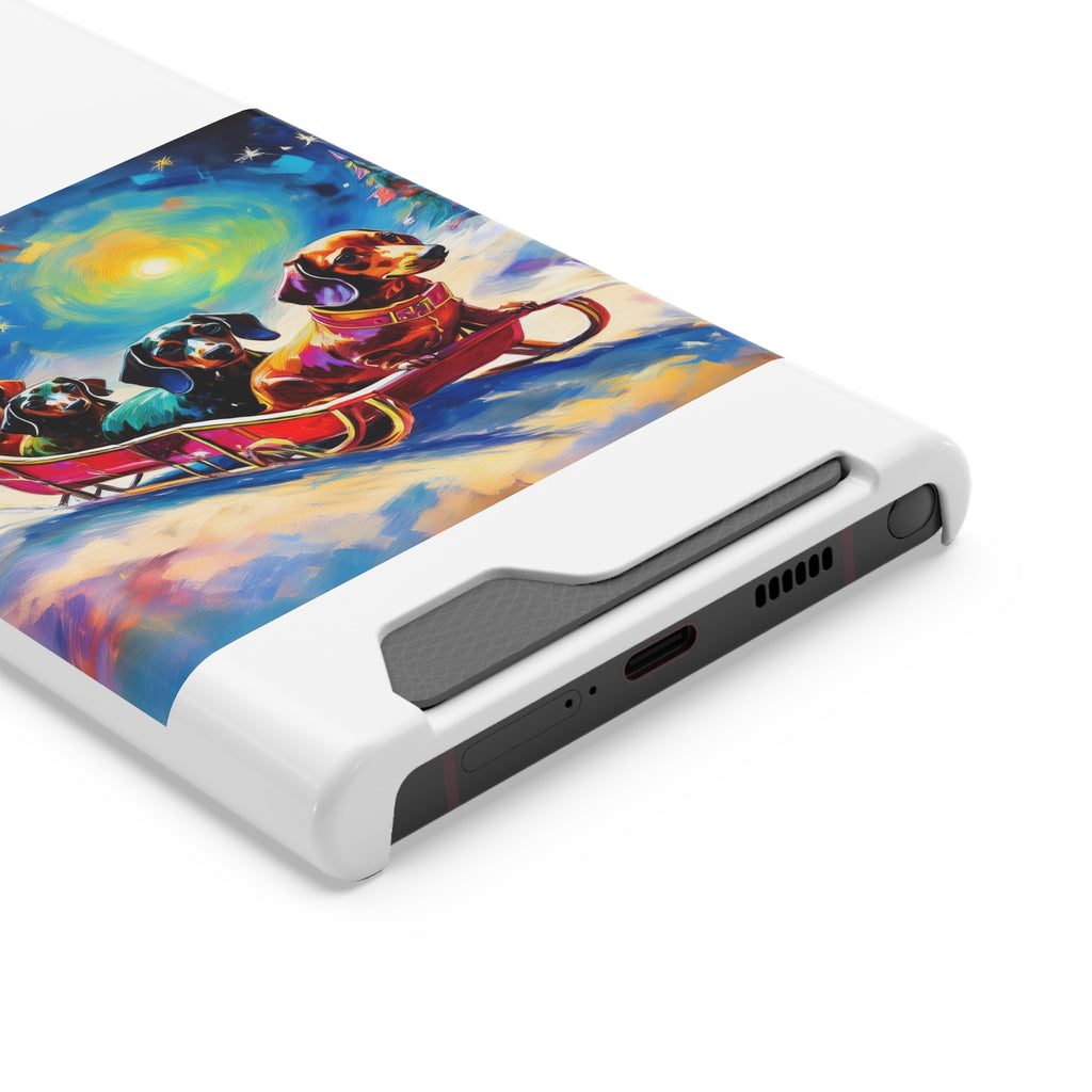 Dachshund Night Sleighride Phone Case with Card Holder