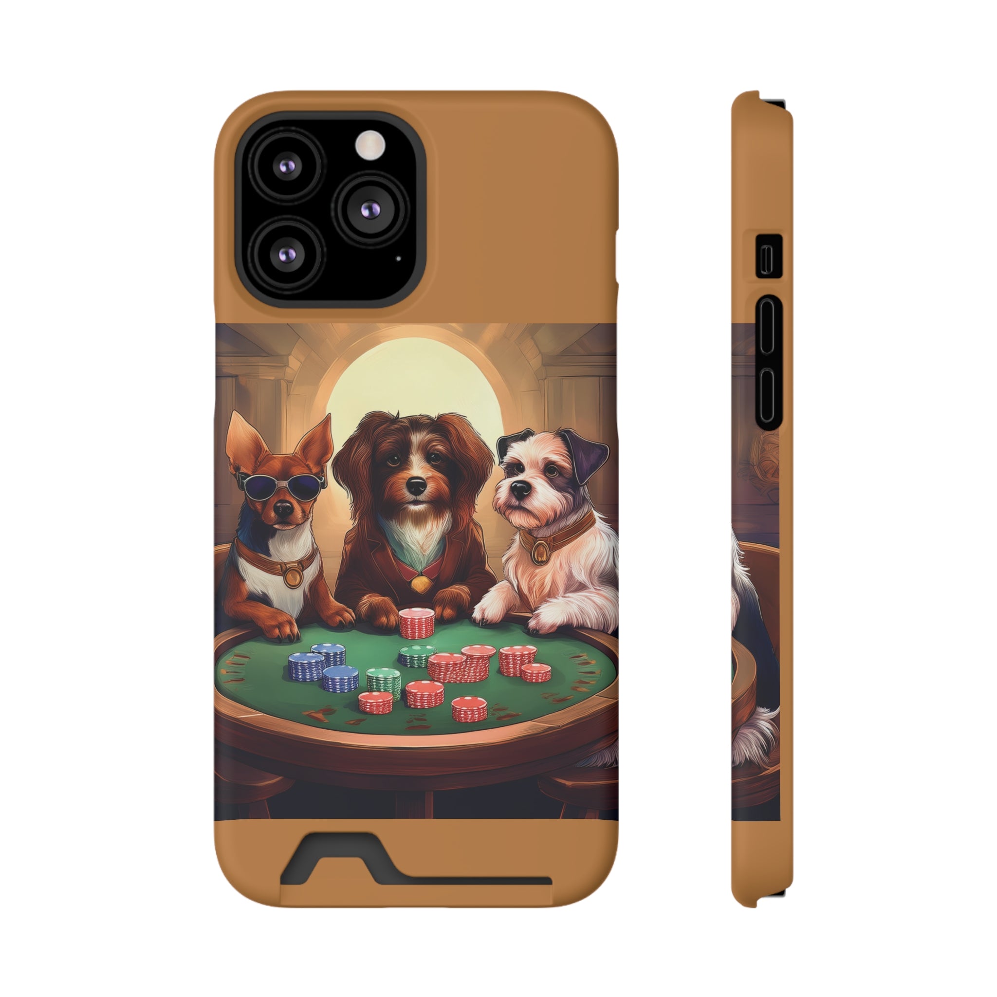 Puppy Poker Phone Case with Card Holder