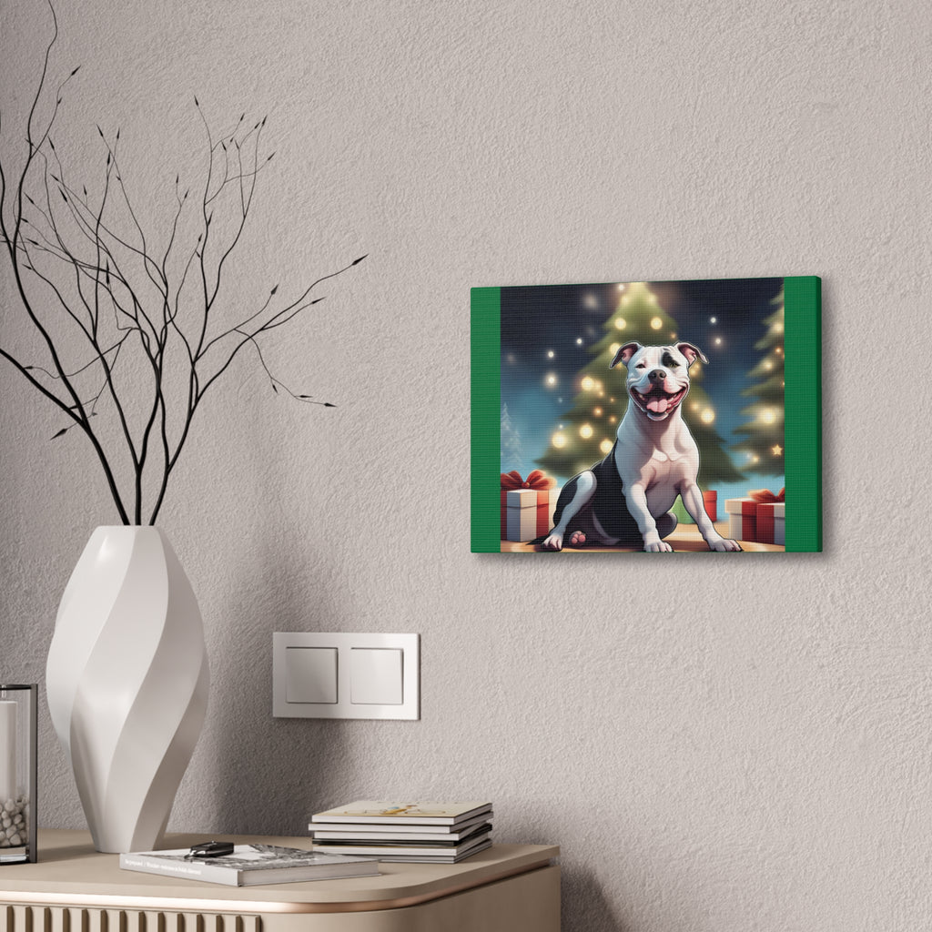 Pit Bull Holiday Canvas Stretched, 0.75"