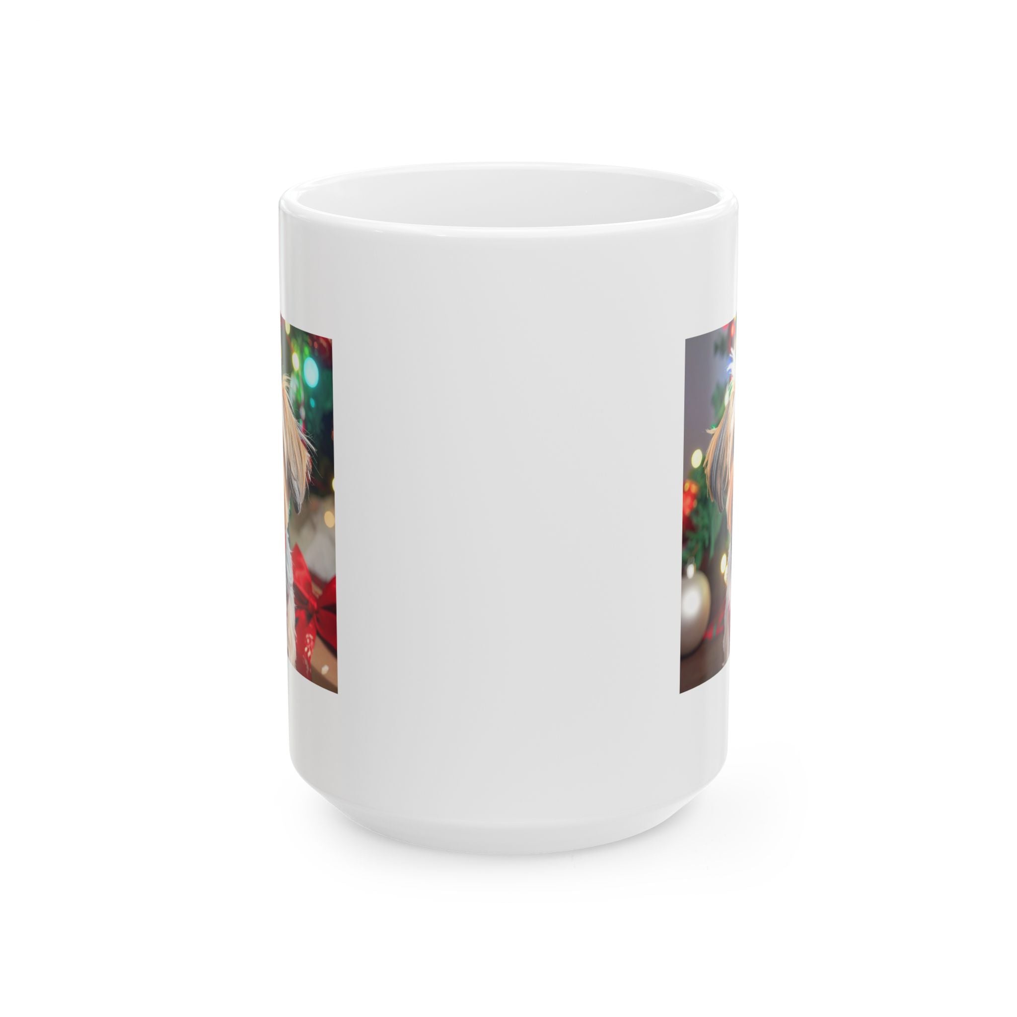Yorkie Holiday Ceramic Mug, (11oz, 15oz)