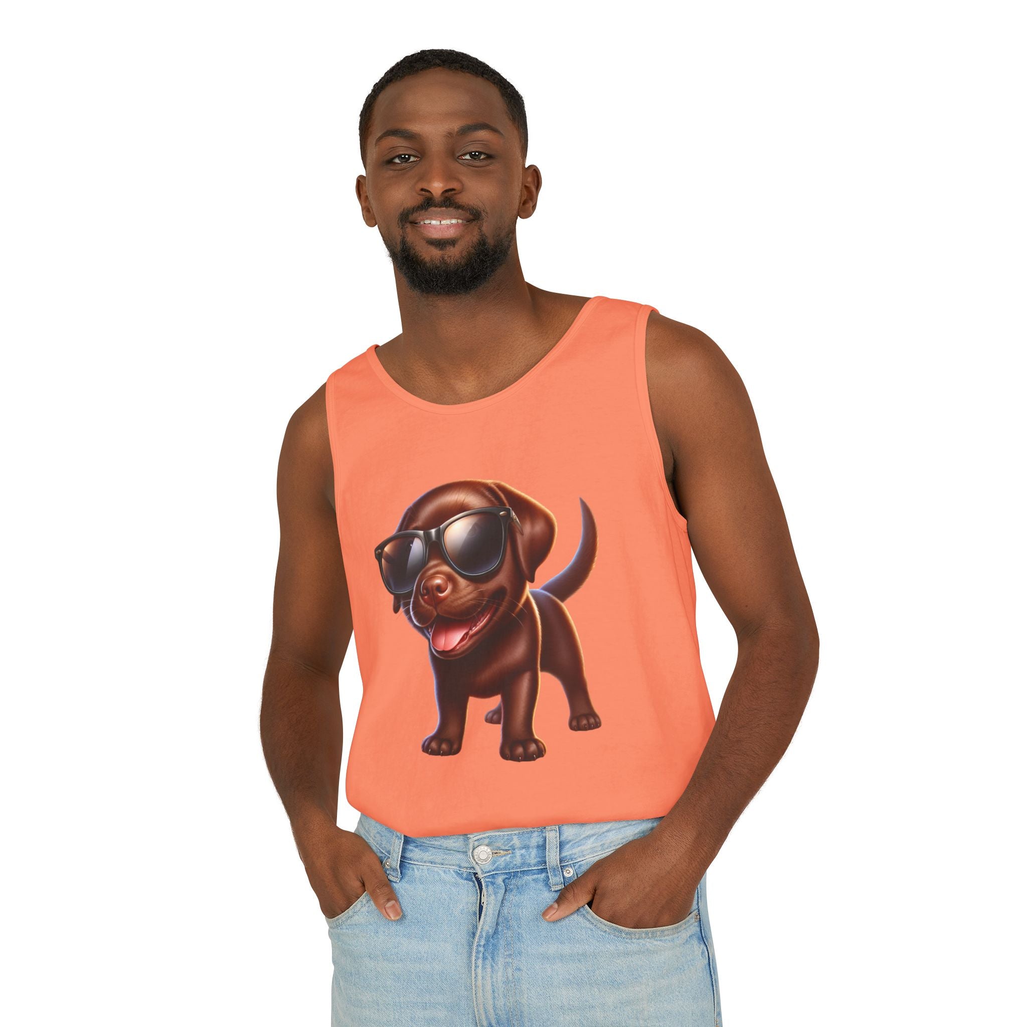 Chocolate Lab w/ sunglasses Unisex Tank Top