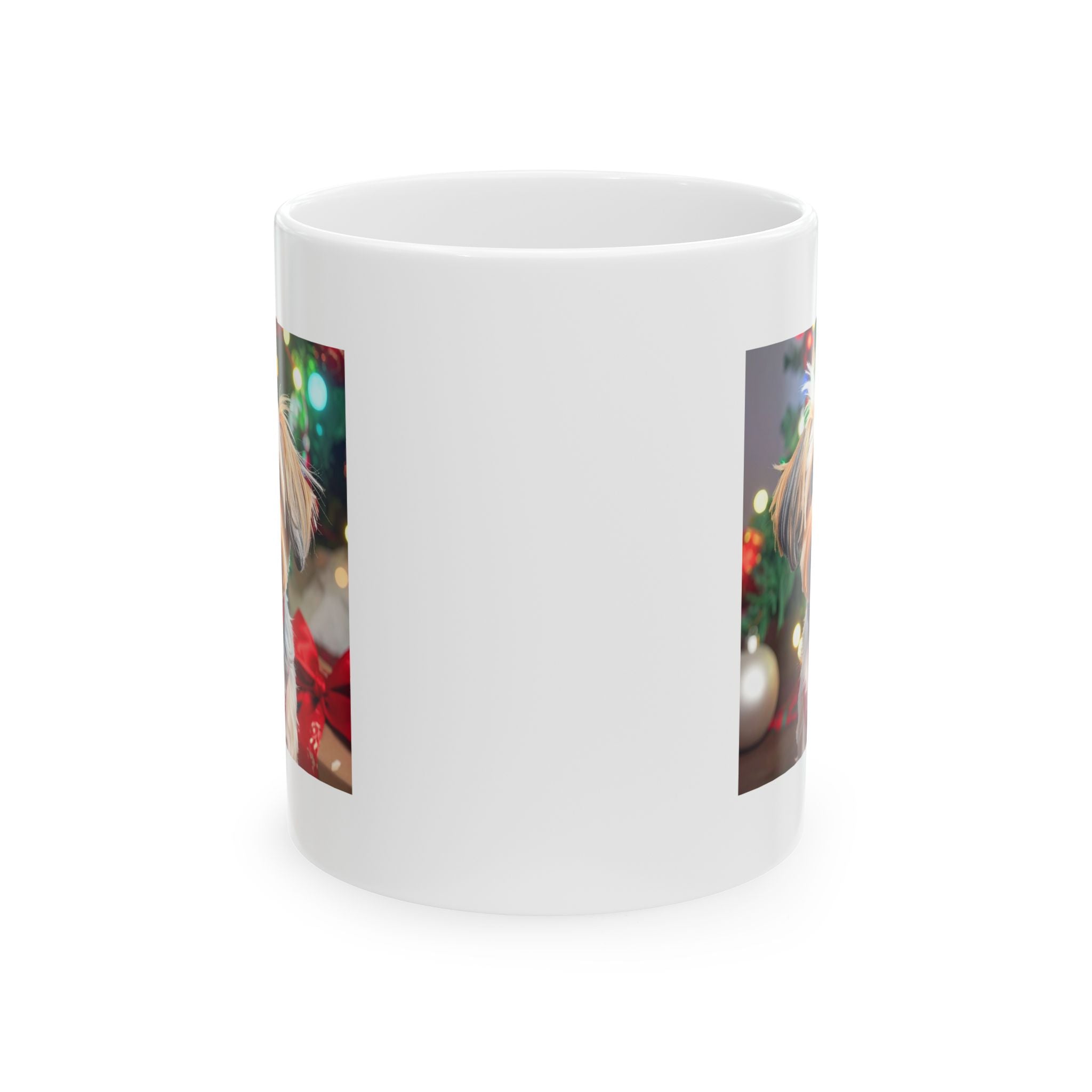 Yorkie Holiday Ceramic Mug, (11oz, 15oz)