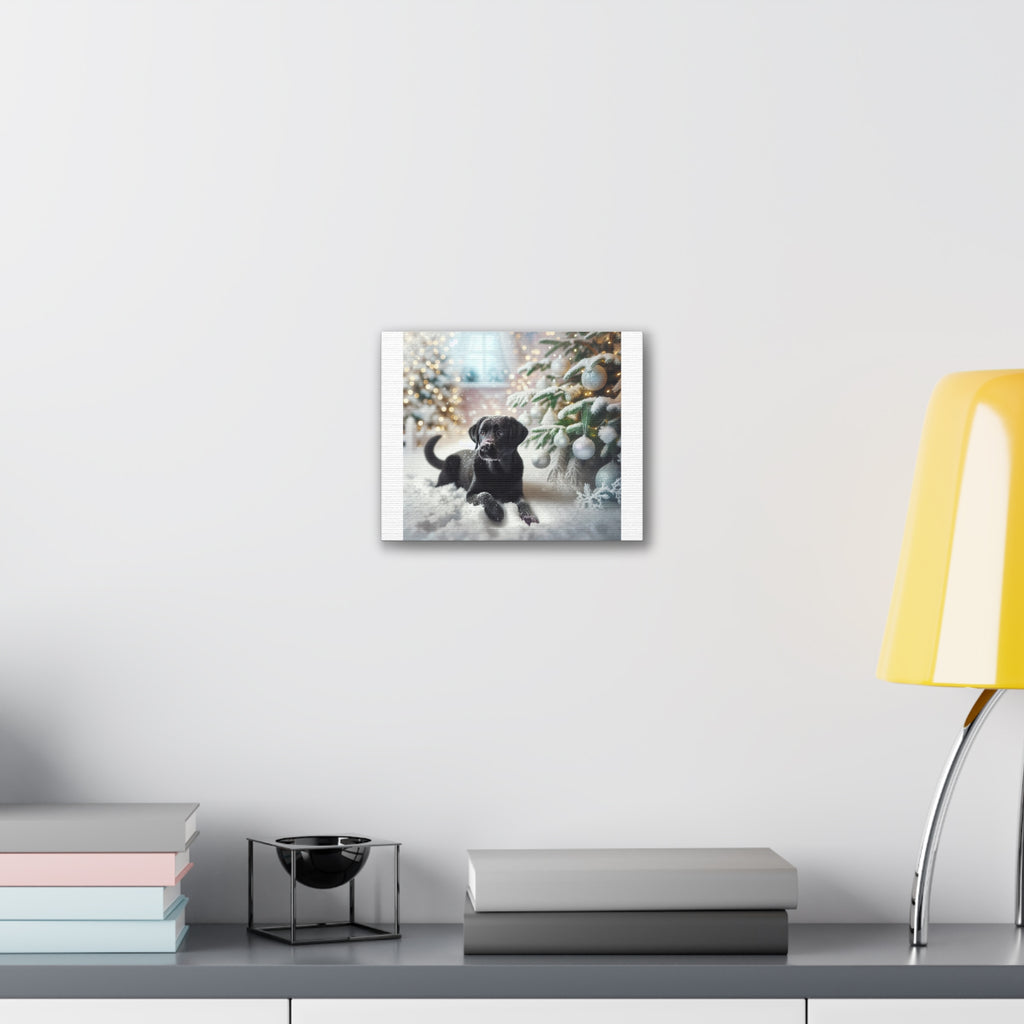 Black Lab Puppy Holiday Canvas Stretched, 0.75"