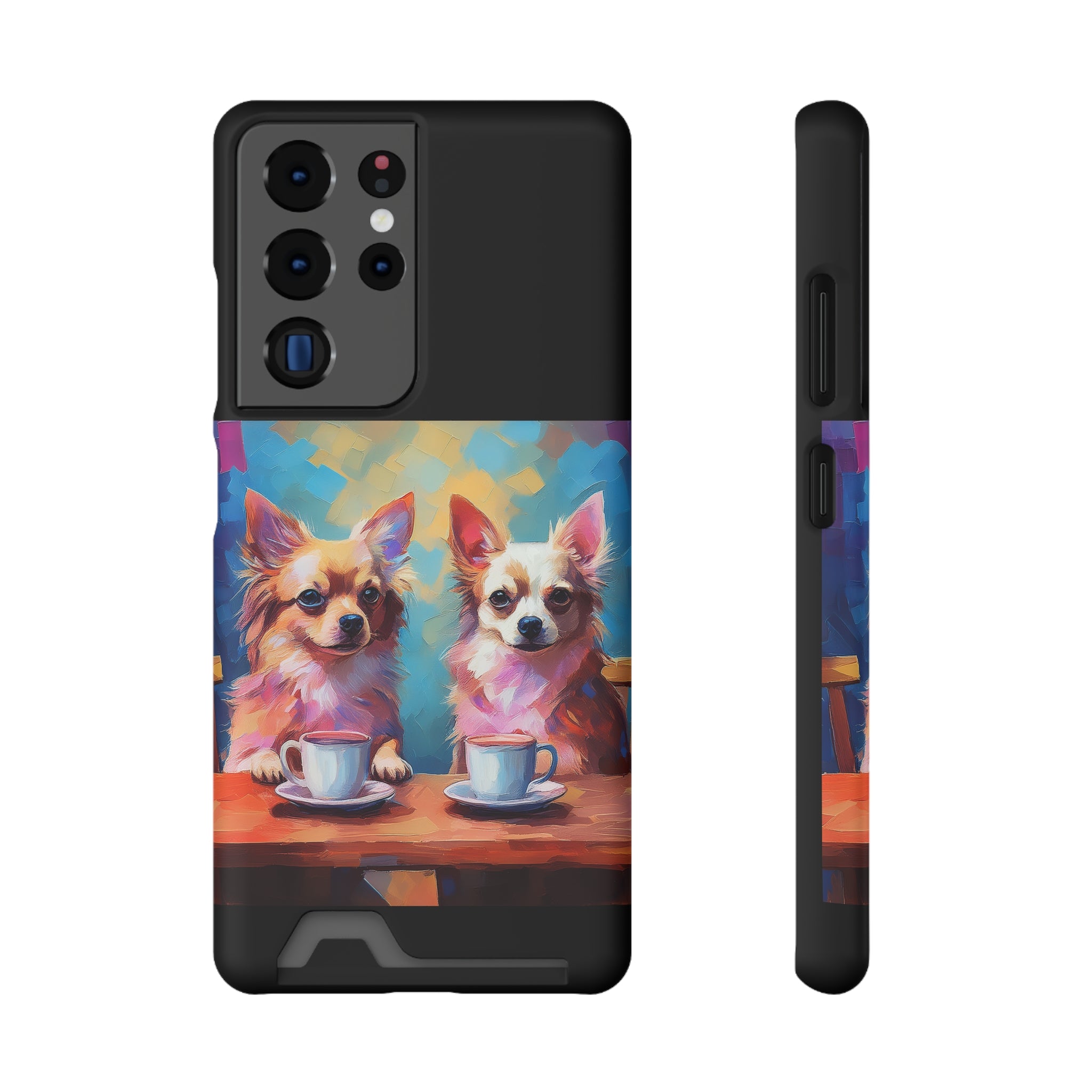 Cafe con Chihuahua Phone Case with Card Holder
