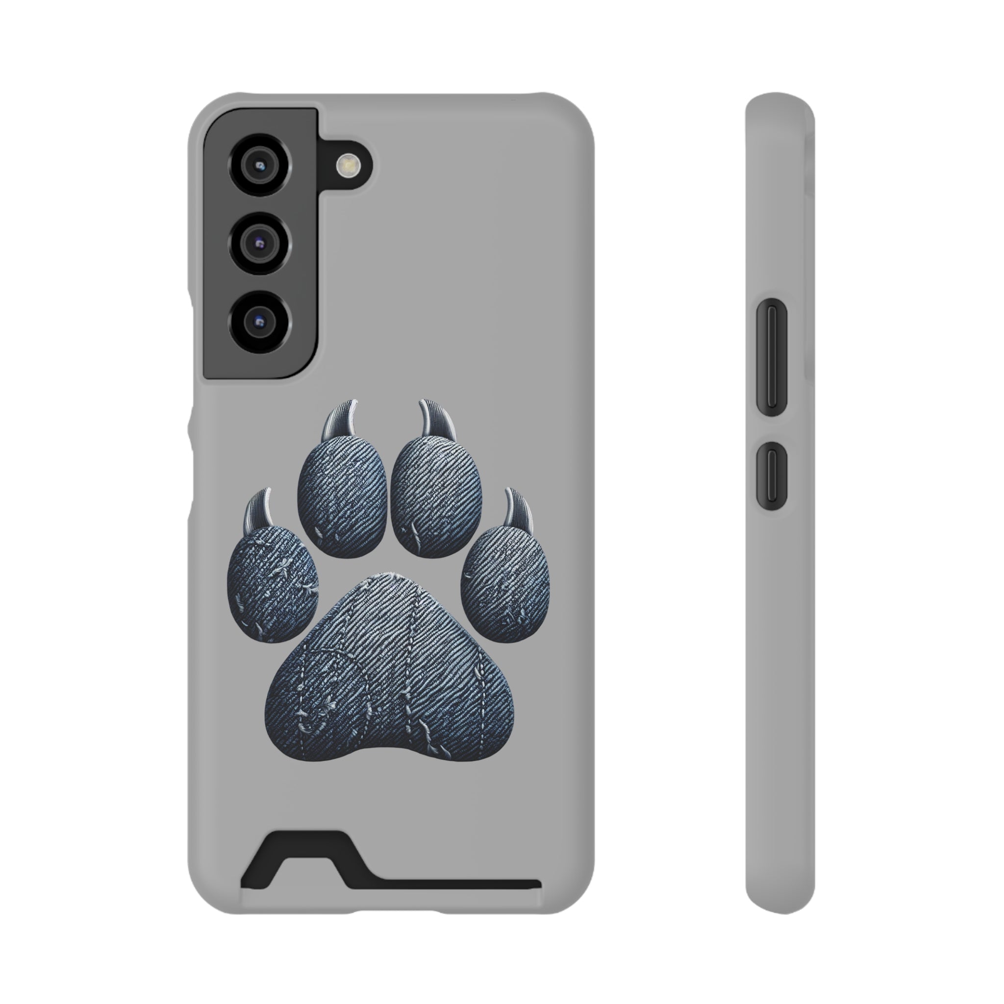 Denim Dog Paw Phone Case with Card Holder