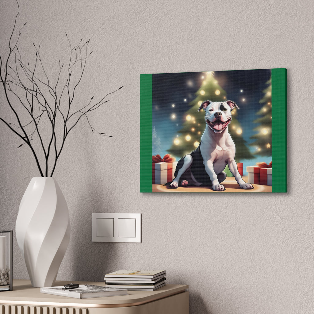 Pit Bull Holiday Canvas Stretched, 0.75"