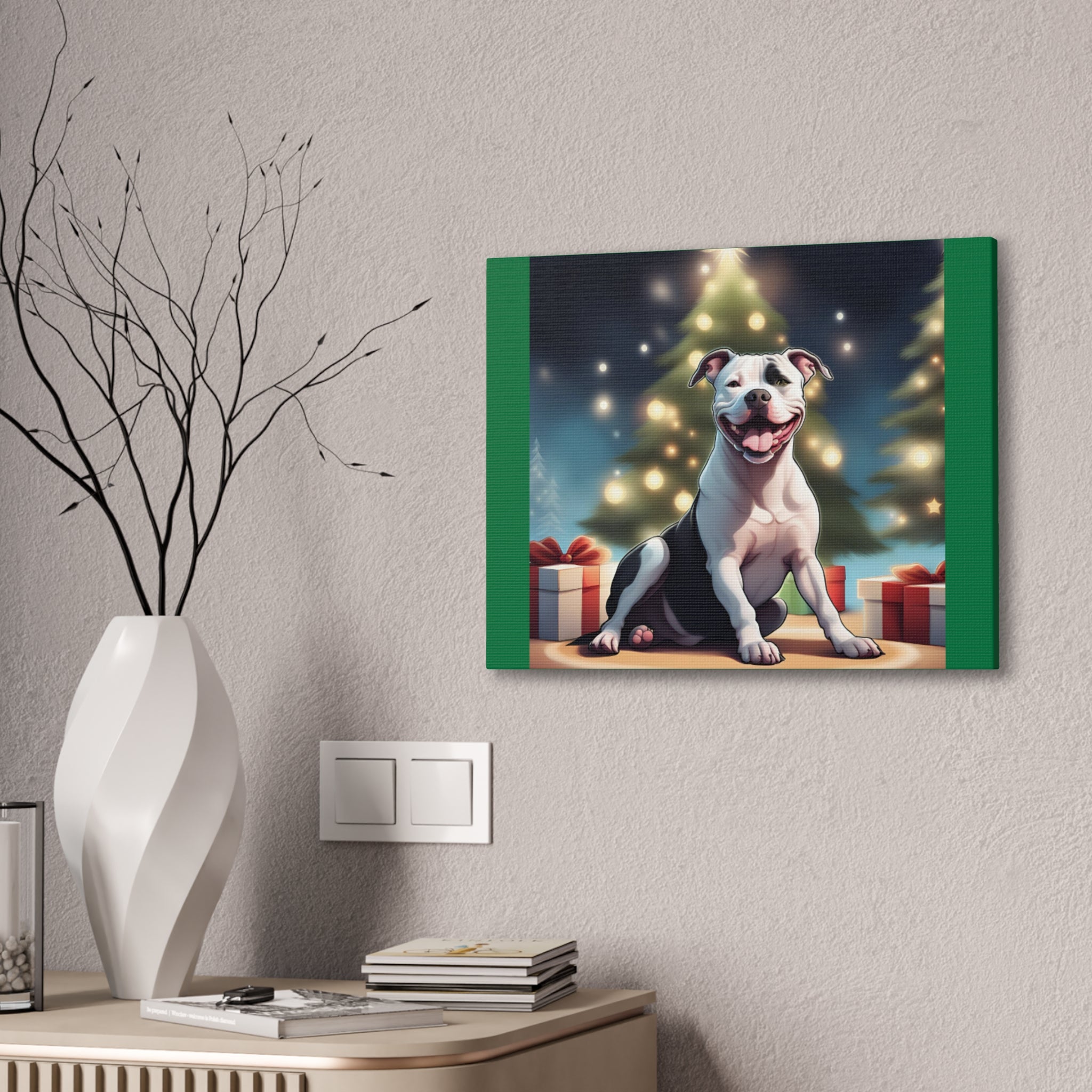 Pit Bull Holiday Canvas Stretched, 0.75"