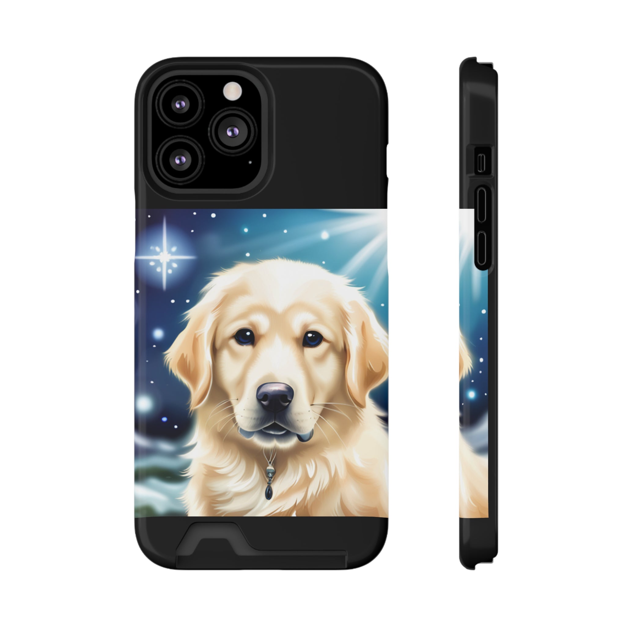 Golden Retriever Stary Night Phone Case with Card Holder