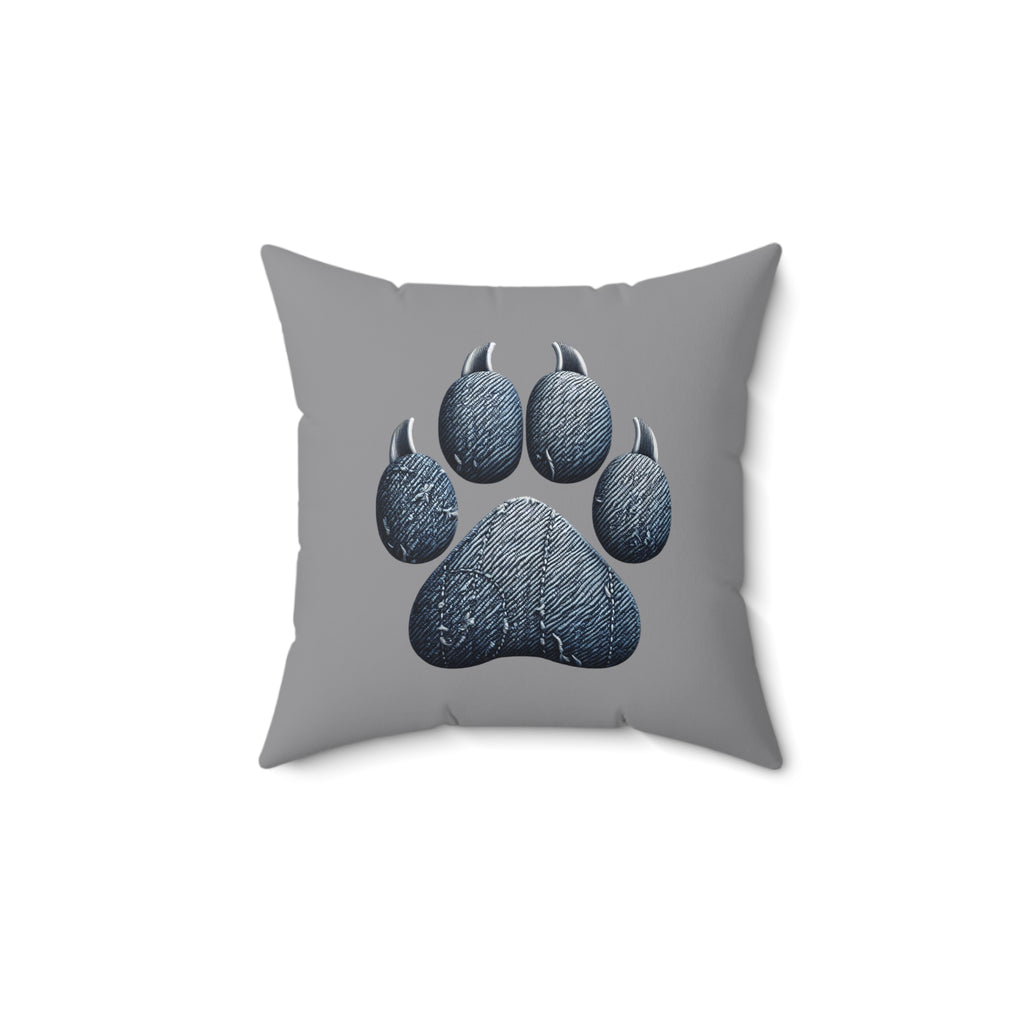 Denim Paw Polyester Square Pillow