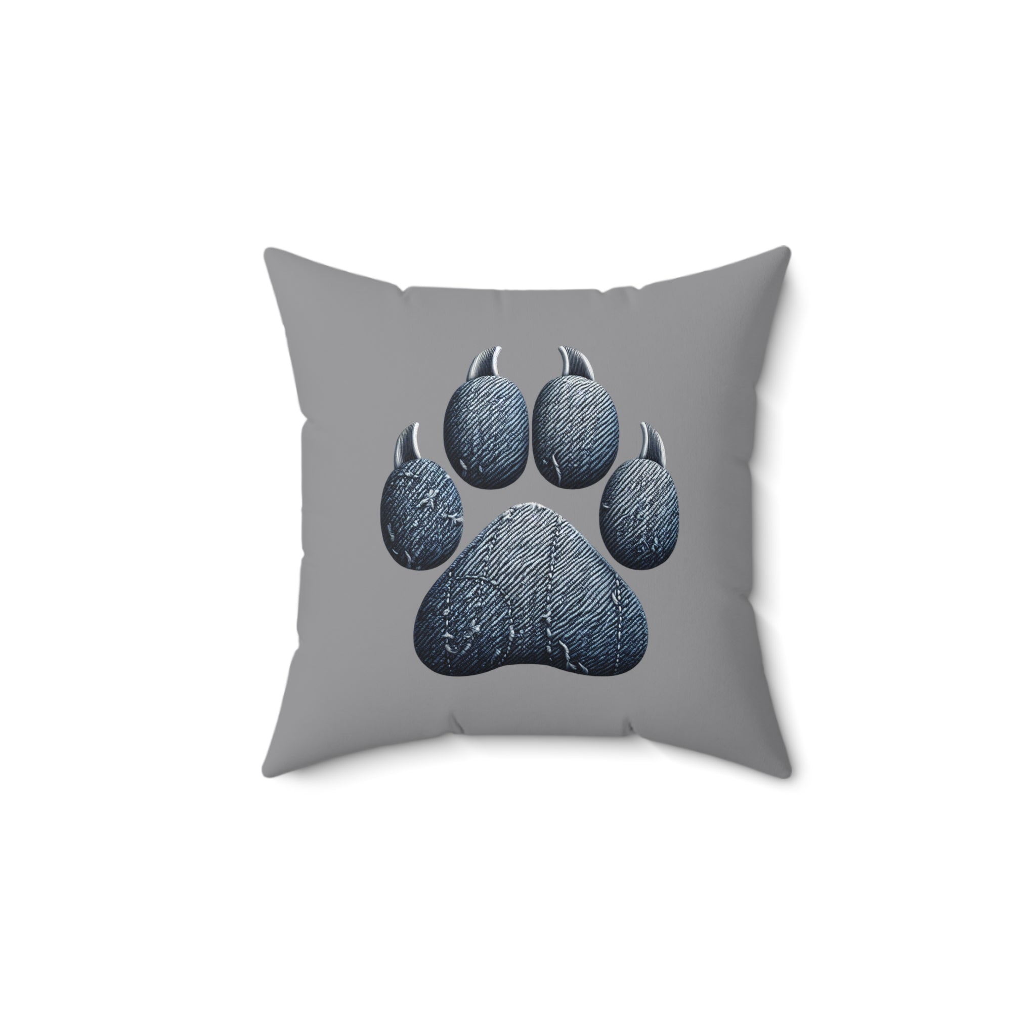 Denim Paw Polyester Square Pillow