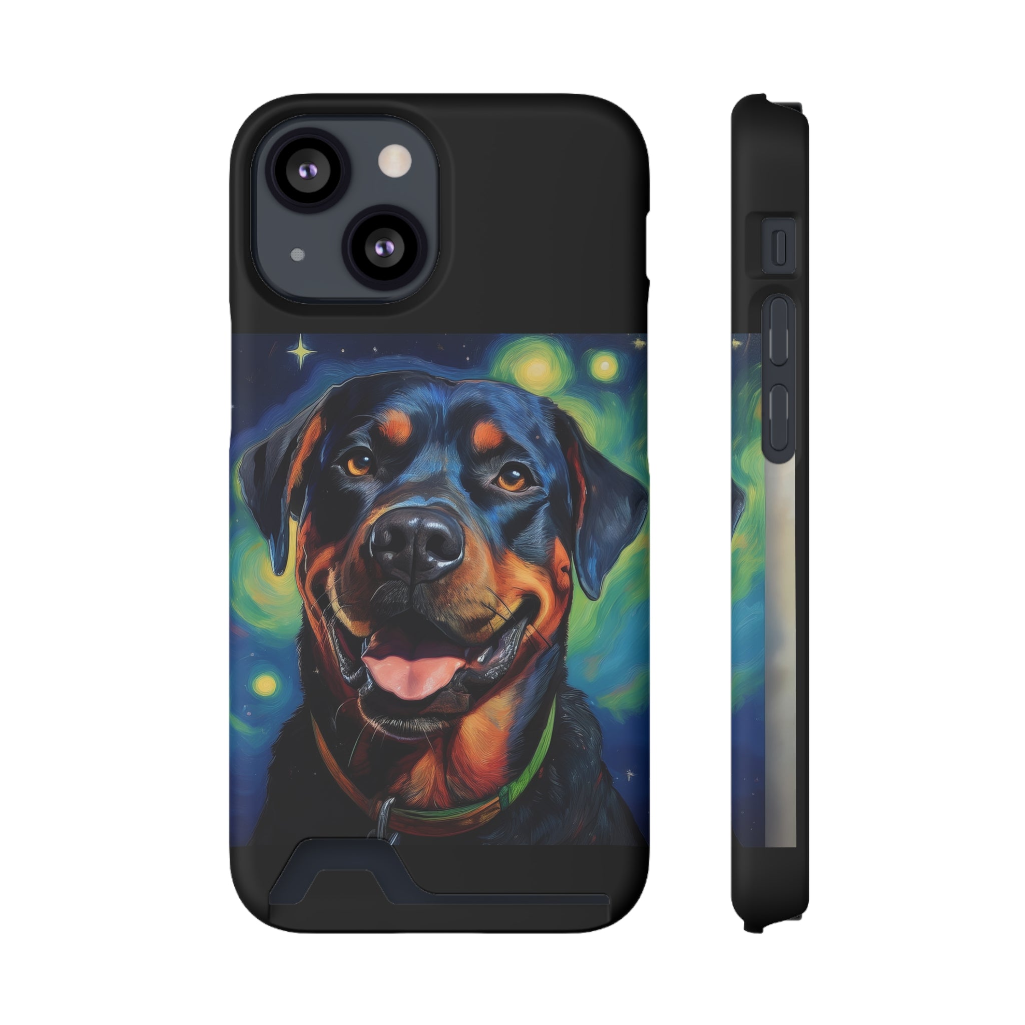 Rottweiler Stary Night Phone Case with Card Holder