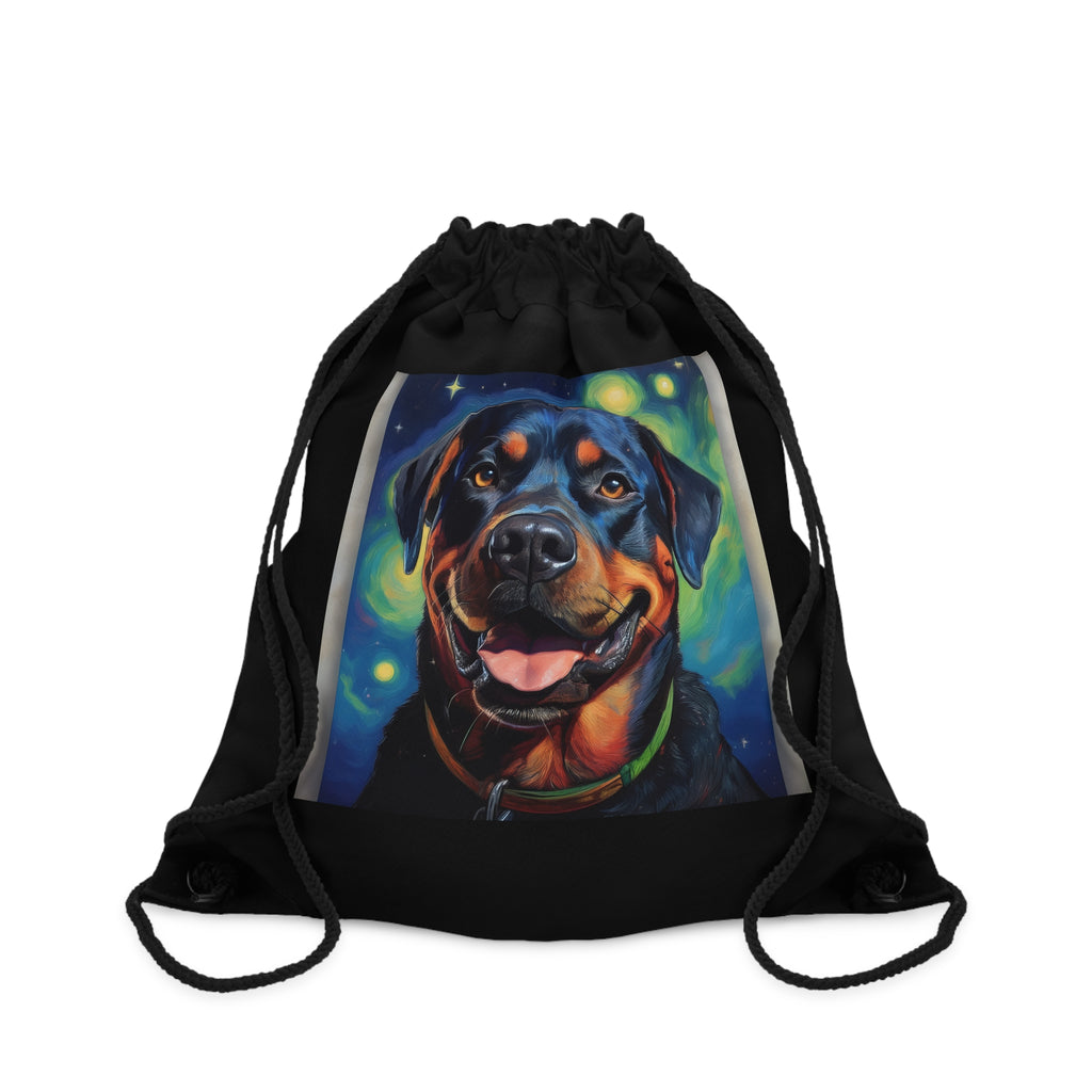 Rottweiler Stary Night Drawstring Bag