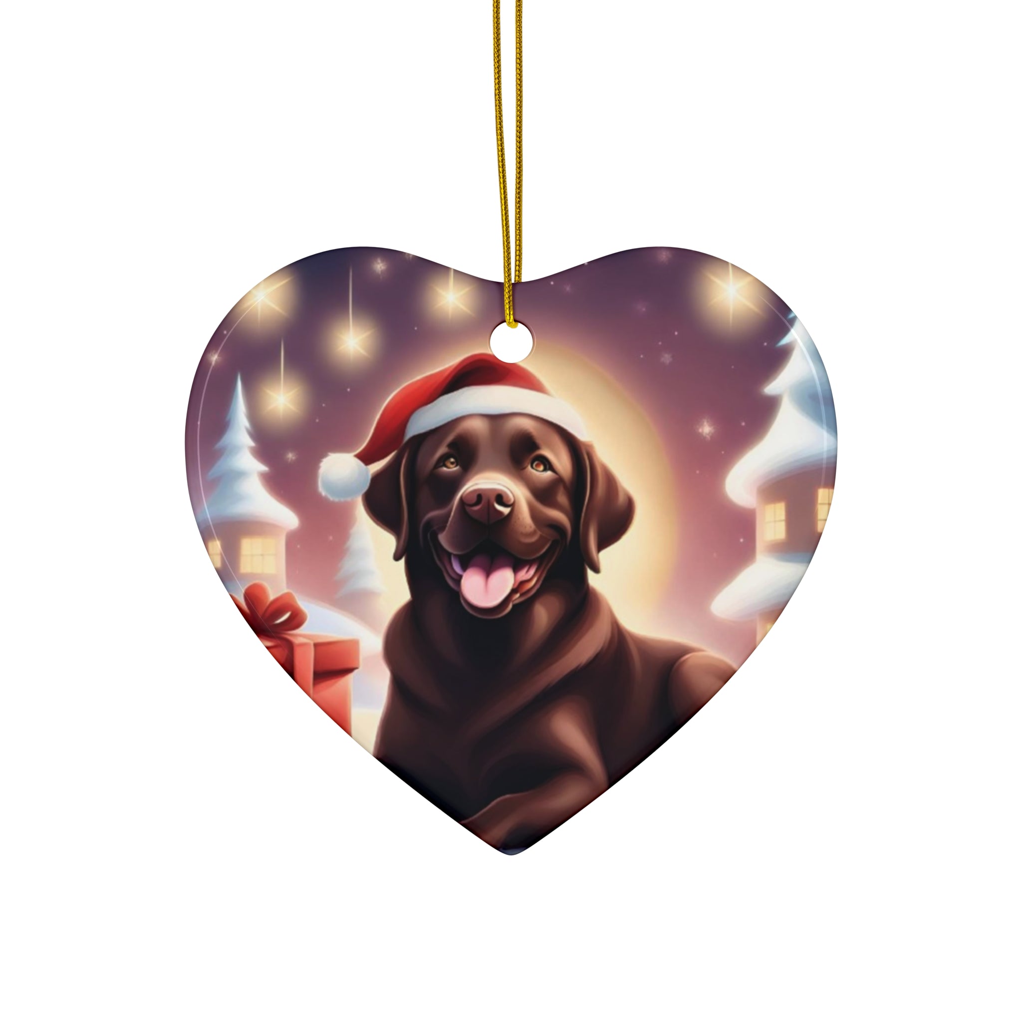 Chocolate Lab Holiday Ceramic Ornament