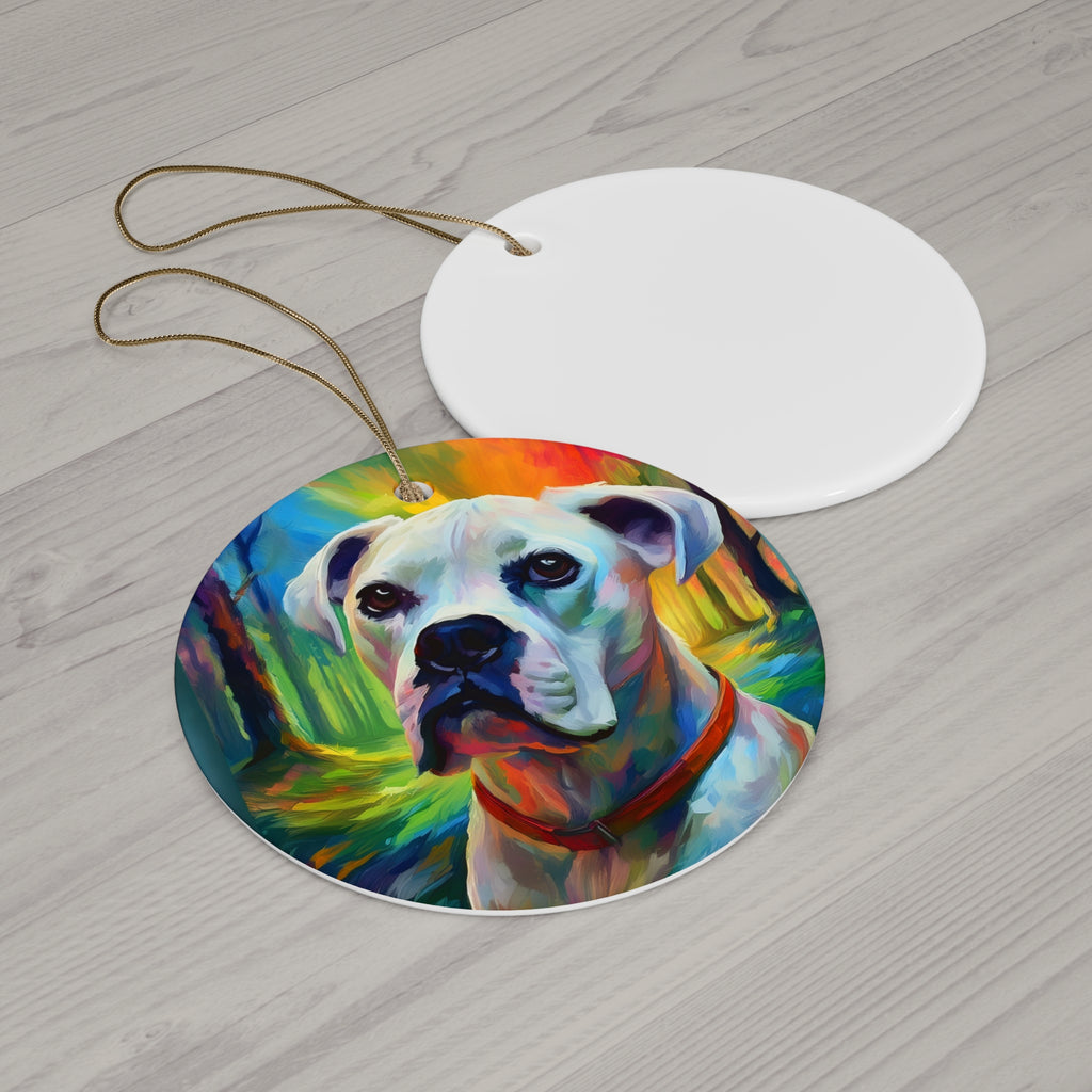 Boxer Rainbow Sky Ceramic Ornament