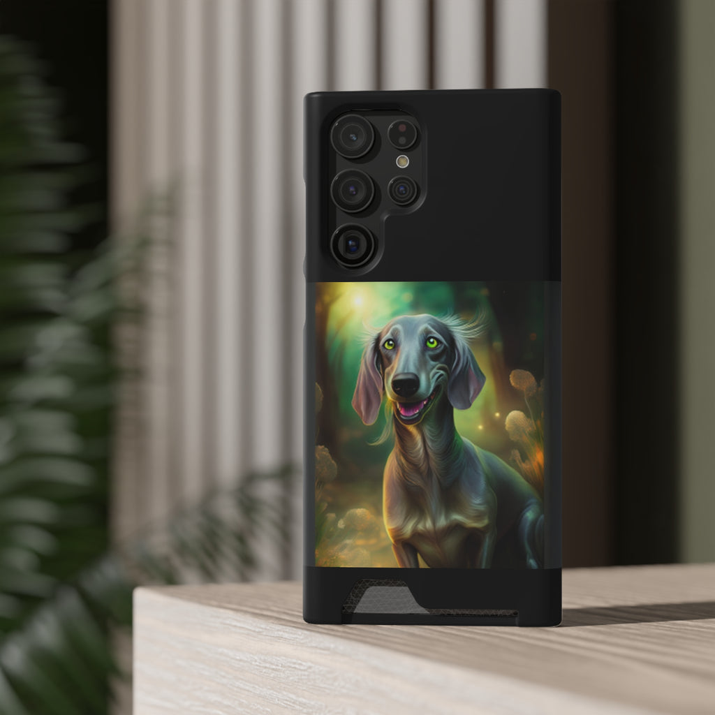 Dachshund Silver Grey Phone Case with Card Holder