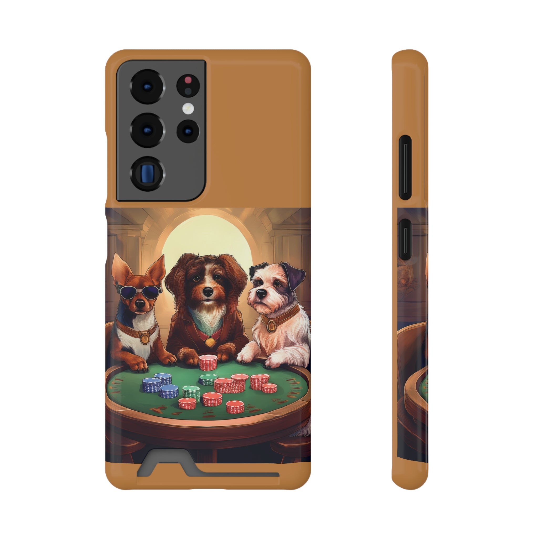 Puppy Poker Phone Case with Card Holder